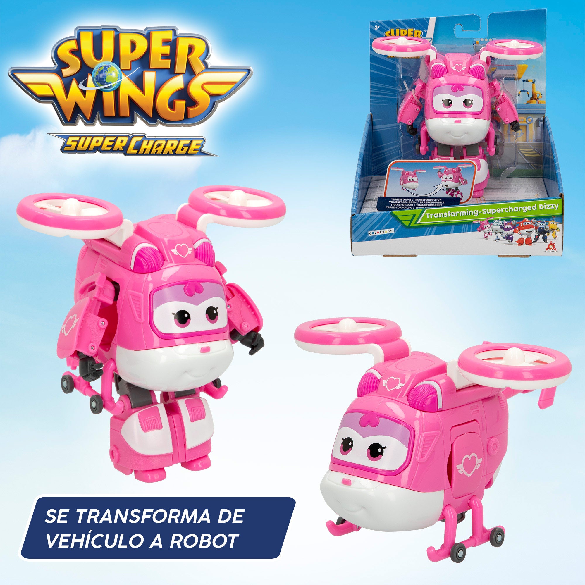 Helicóptero Super Wings Dizzy Transformável Super Charge