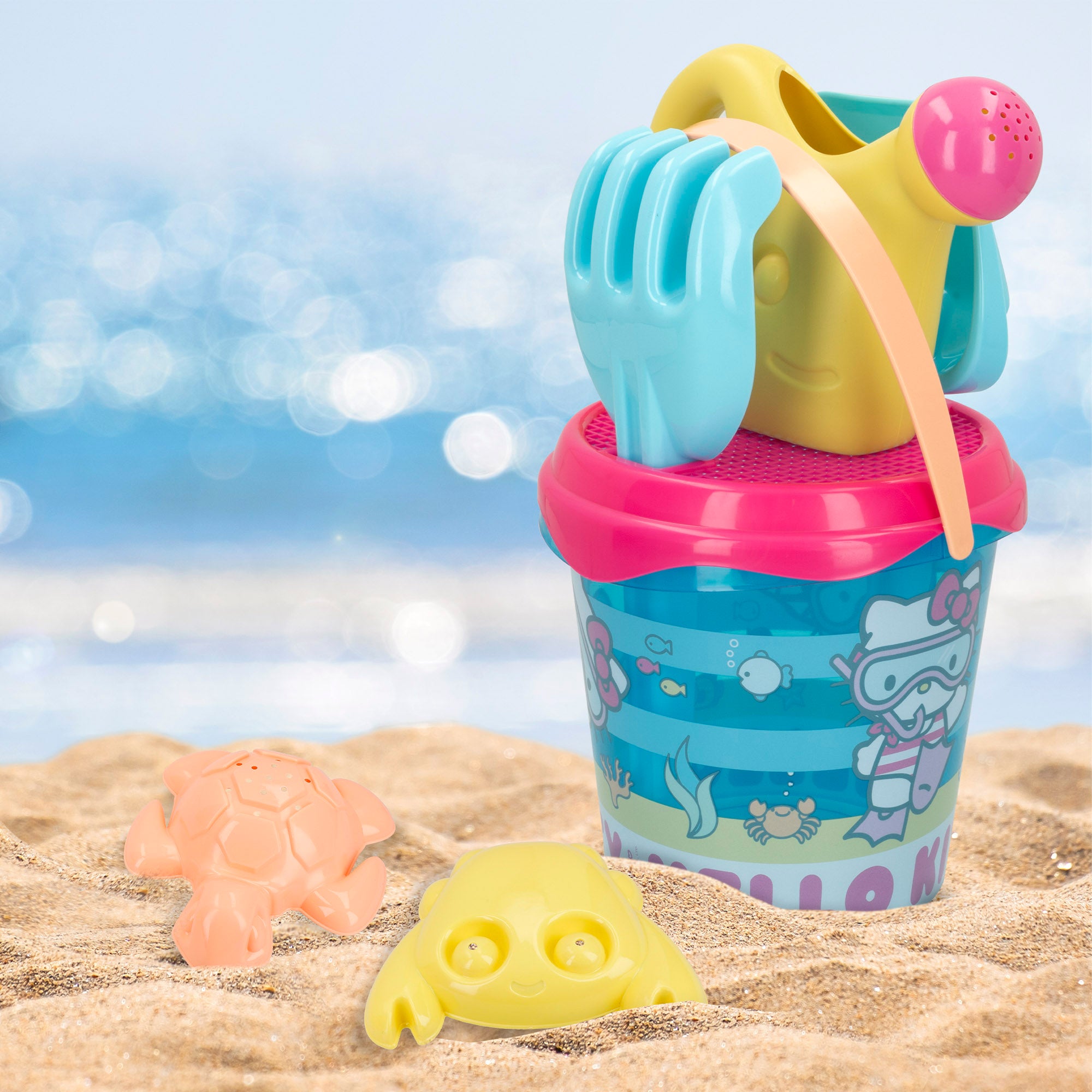 Conjunto de Baldes de Praia Hello Kitty com Acessórios e Mochila para Transporte