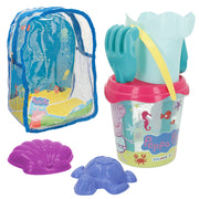 Conjunto de Baldes de Praia Peppa Pig com Acessórios e Mochila para Transporte