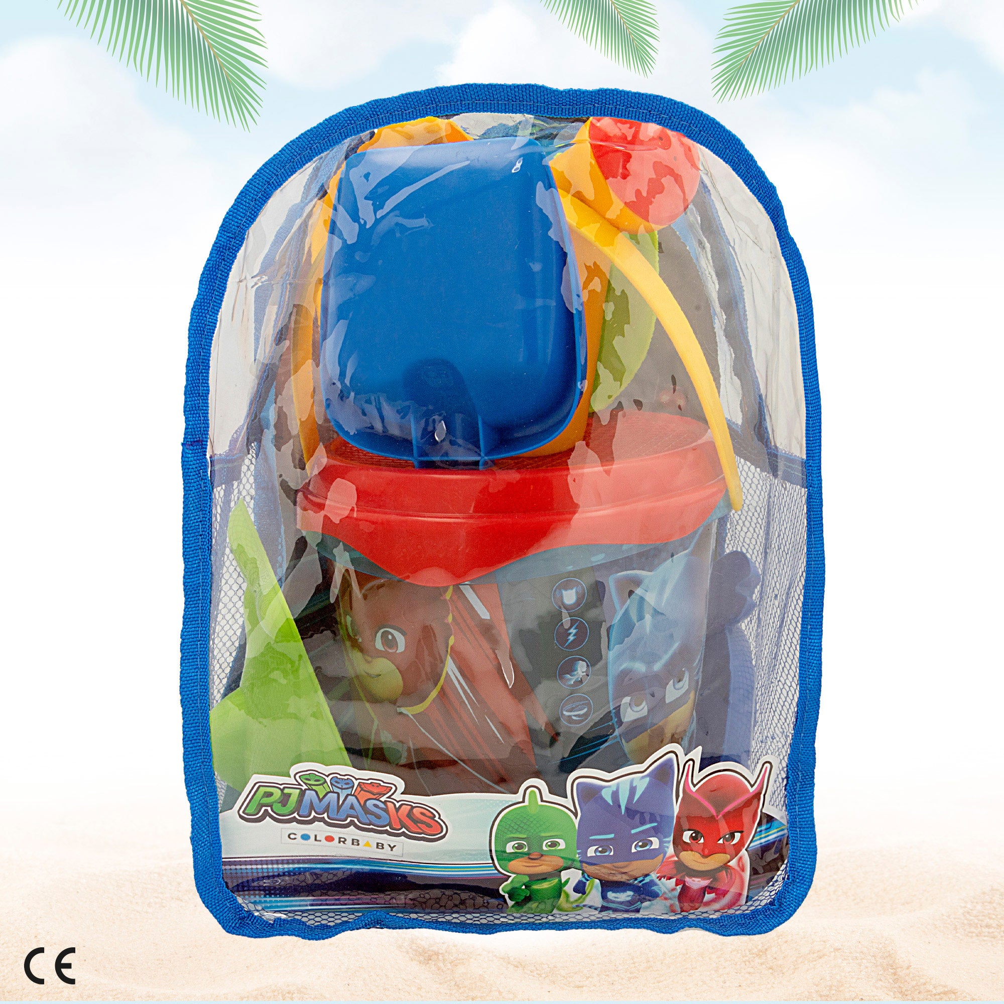 Conjunto de Baldes de Praia PJ Masks com Acessórios e Mochila para Transporte