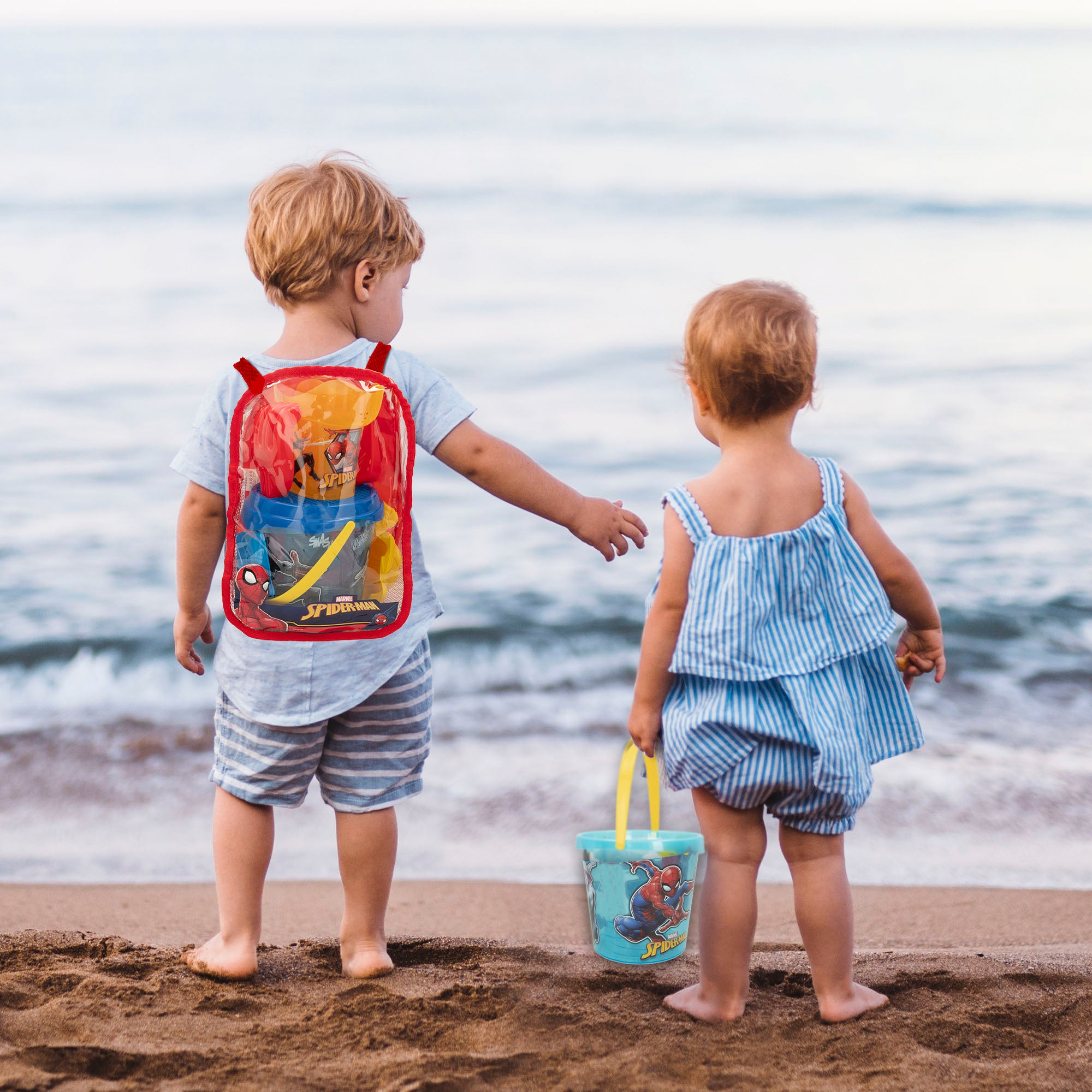 Balde de praia Homem-Aranha Ø18 cm com acessórios e mochila para transporte