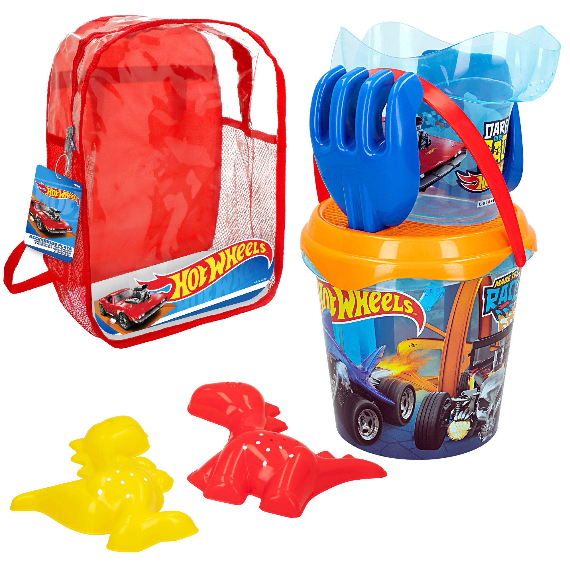 Conjunto Hot Wheels Balde de Praia com Acessórios e Mochila para Transporte