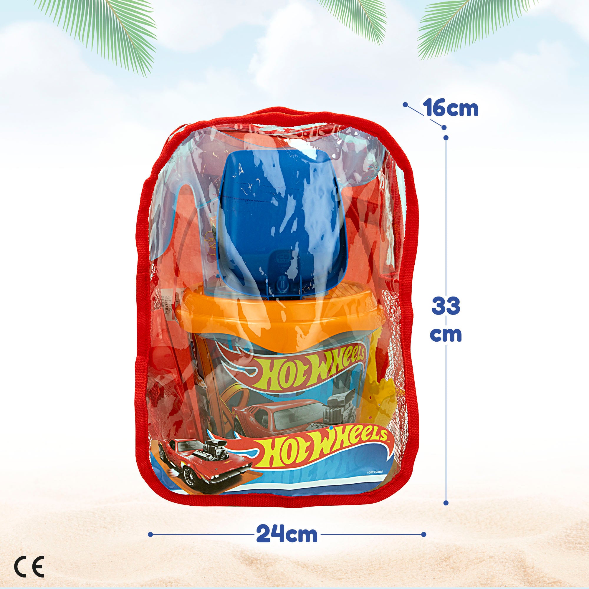 Conjunto Hot Wheels Balde de Praia com Acessórios e Mochila para Transporte