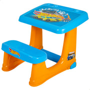 Secretária infantil Hot Wheels com assento e apoio para os pés