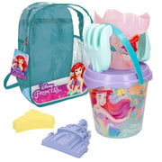 Balde de praia das Princesas Disney com acessórios e mochila