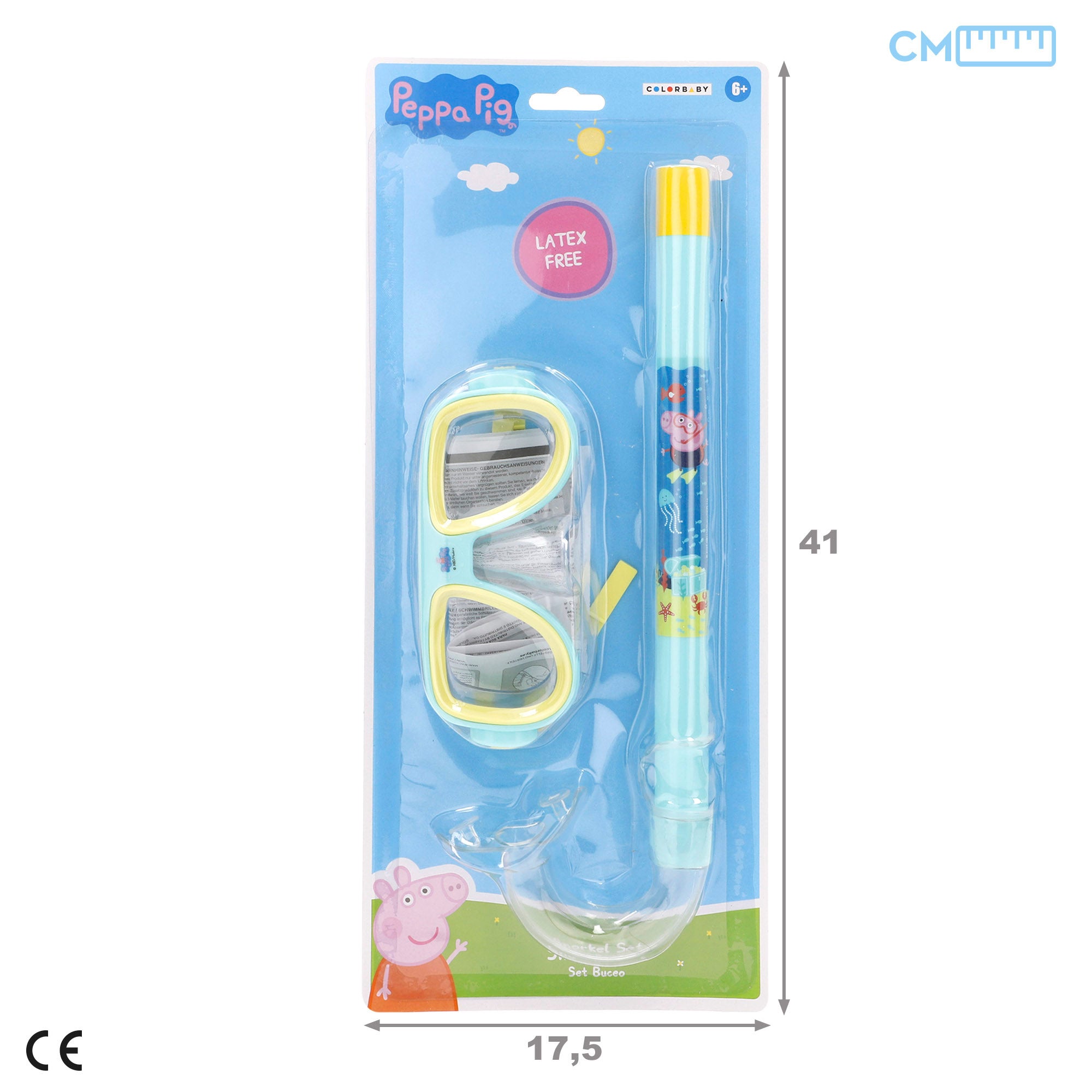 Conjunto de máscara de mergulho e snorkel da Peppa Pig