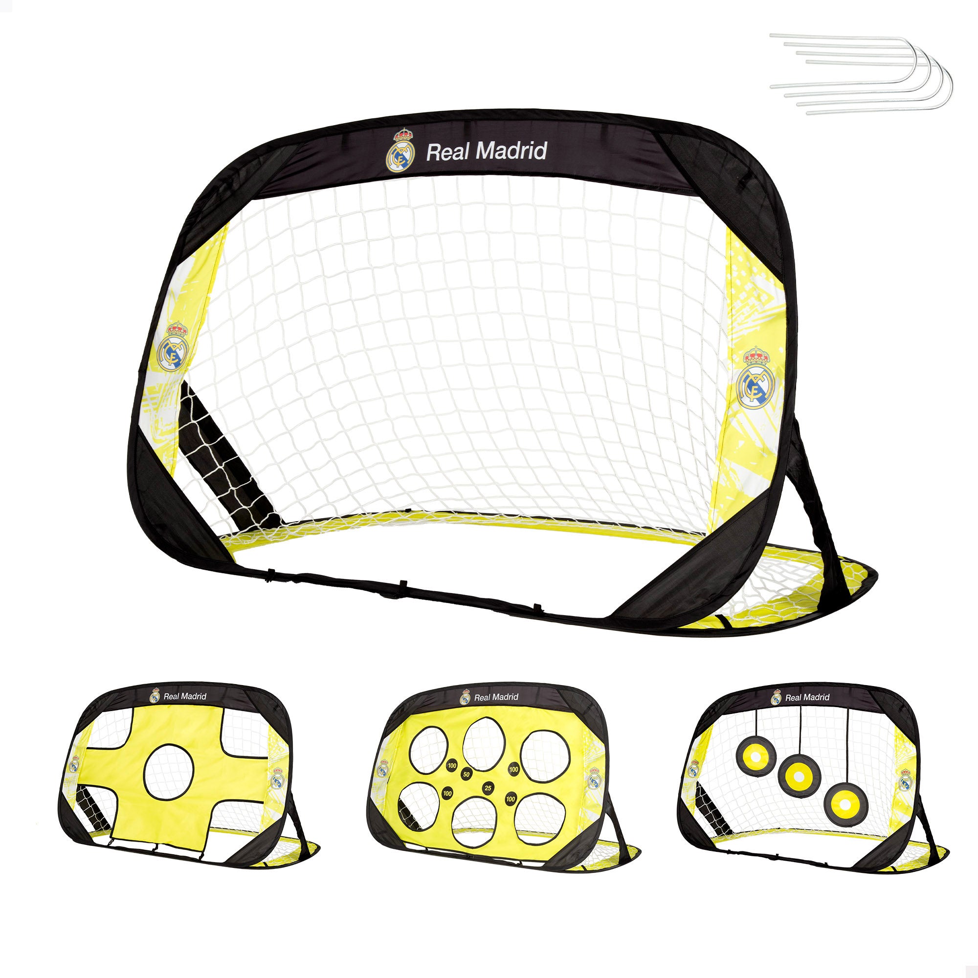 Golo pop-up 4 em 1 do Real Madrid com alvo de 120x80x80 cm