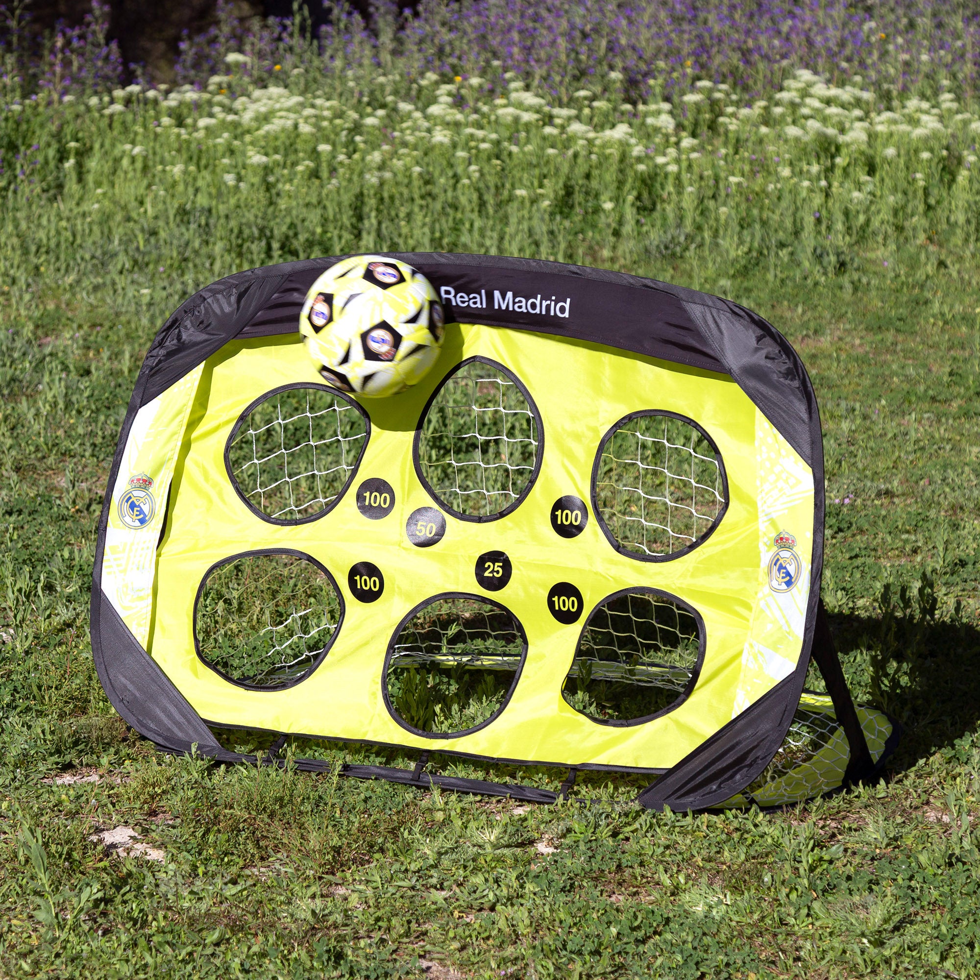 Golo pop-up 4 em 1 do Real Madrid com alvo de 120x80x80 cm