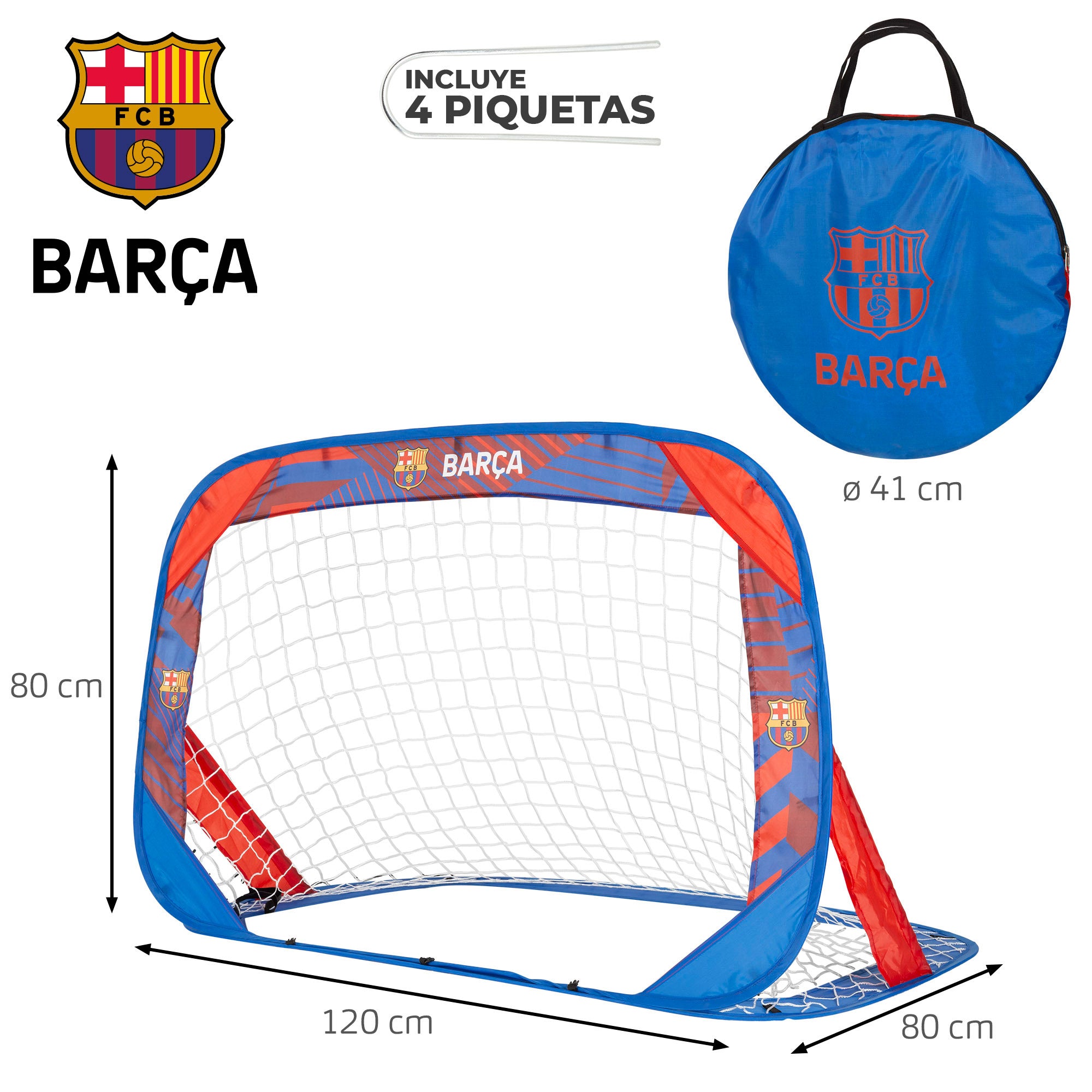 Golo pop-up 4 em 1 do Barça com target de 120x80x80 cm