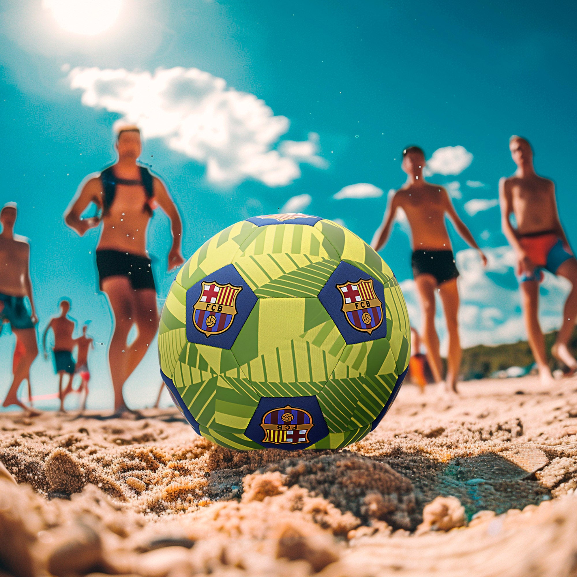 Bola de futebol de praia do FC Barcelona tamanho 5 (desinflada)