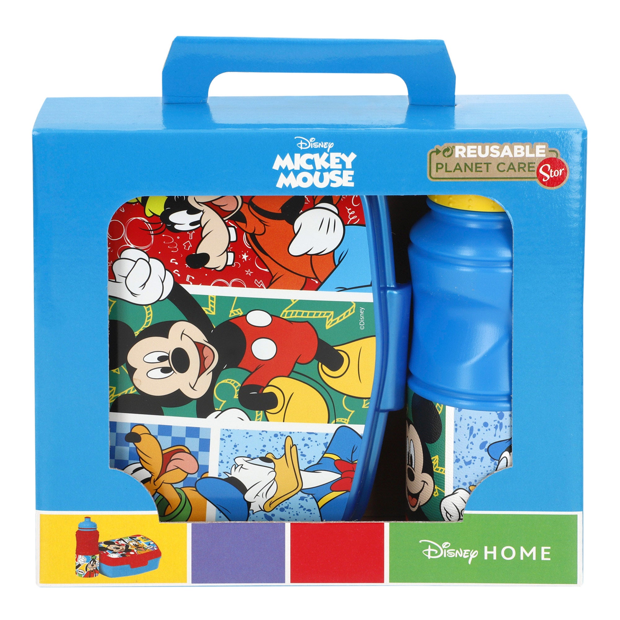 Conjunto infantil Mickey Mouse: lancheira e garrafa de 380ml para a escola.