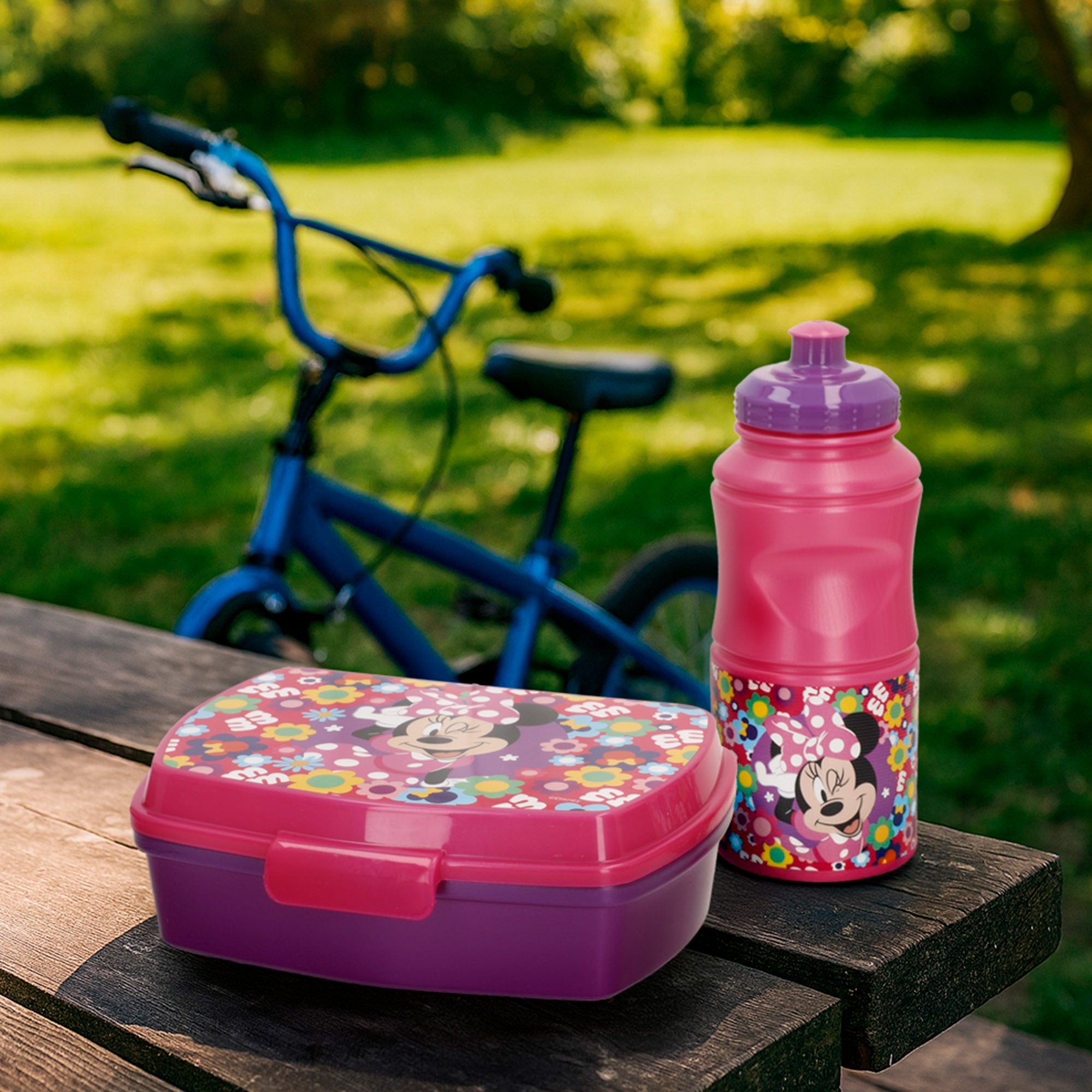 Conjunto de lancheira e garrafa da Minnie Mouse para criança