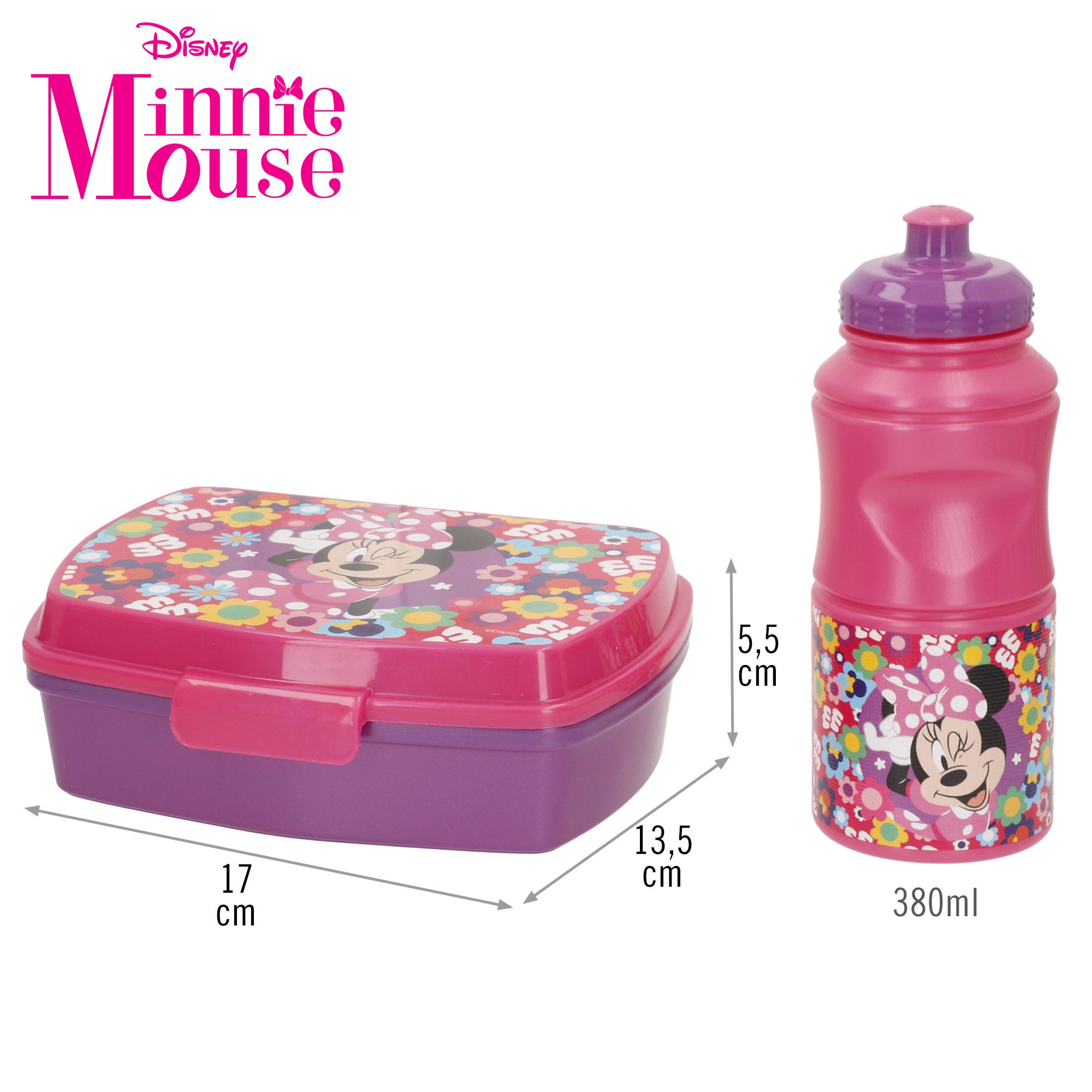 Conjunto de lancheira e garrafa da Minnie Mouse para criança