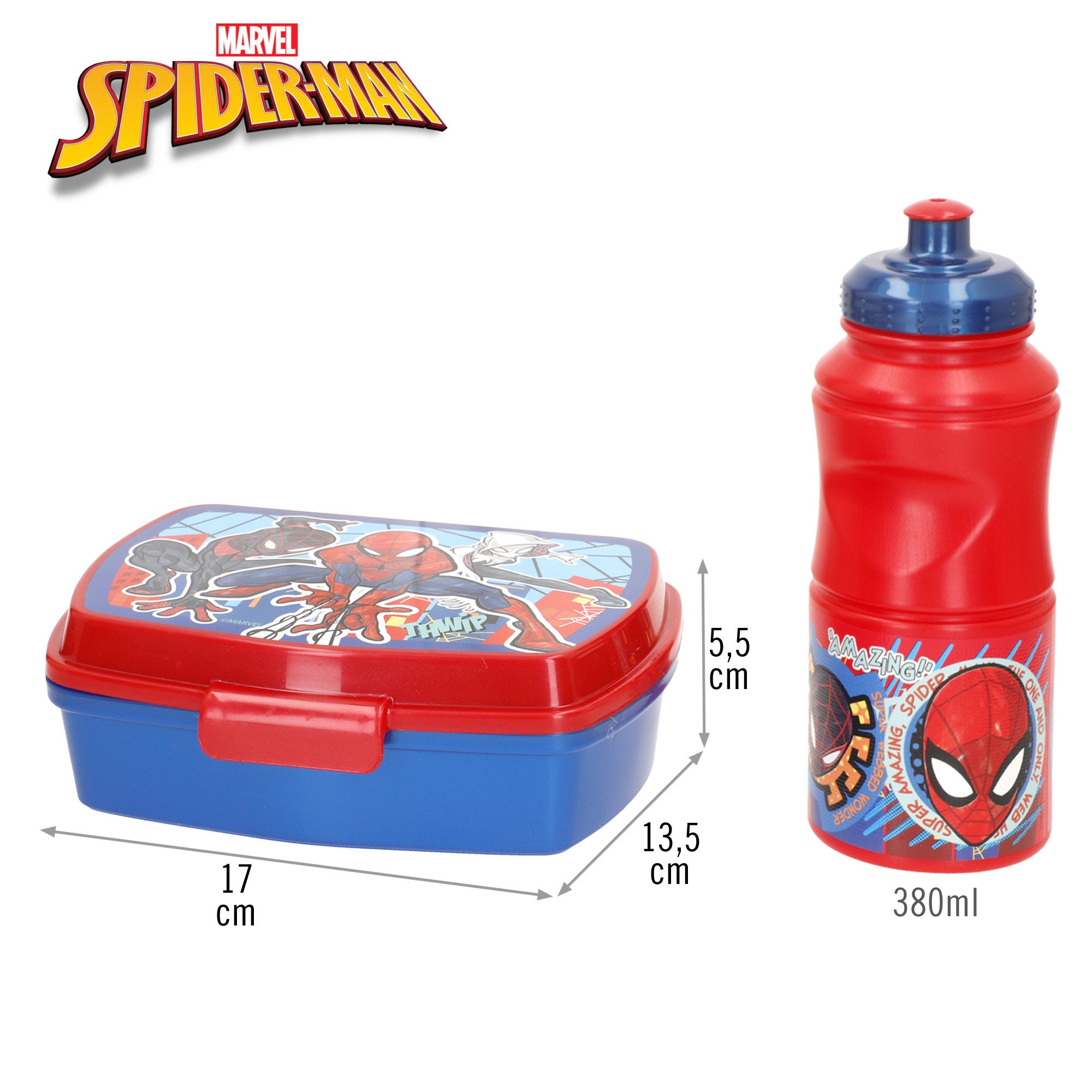 Kit Infantil do Homem-Aranha: Lancheira e Garrafa de 380ml para a Escola