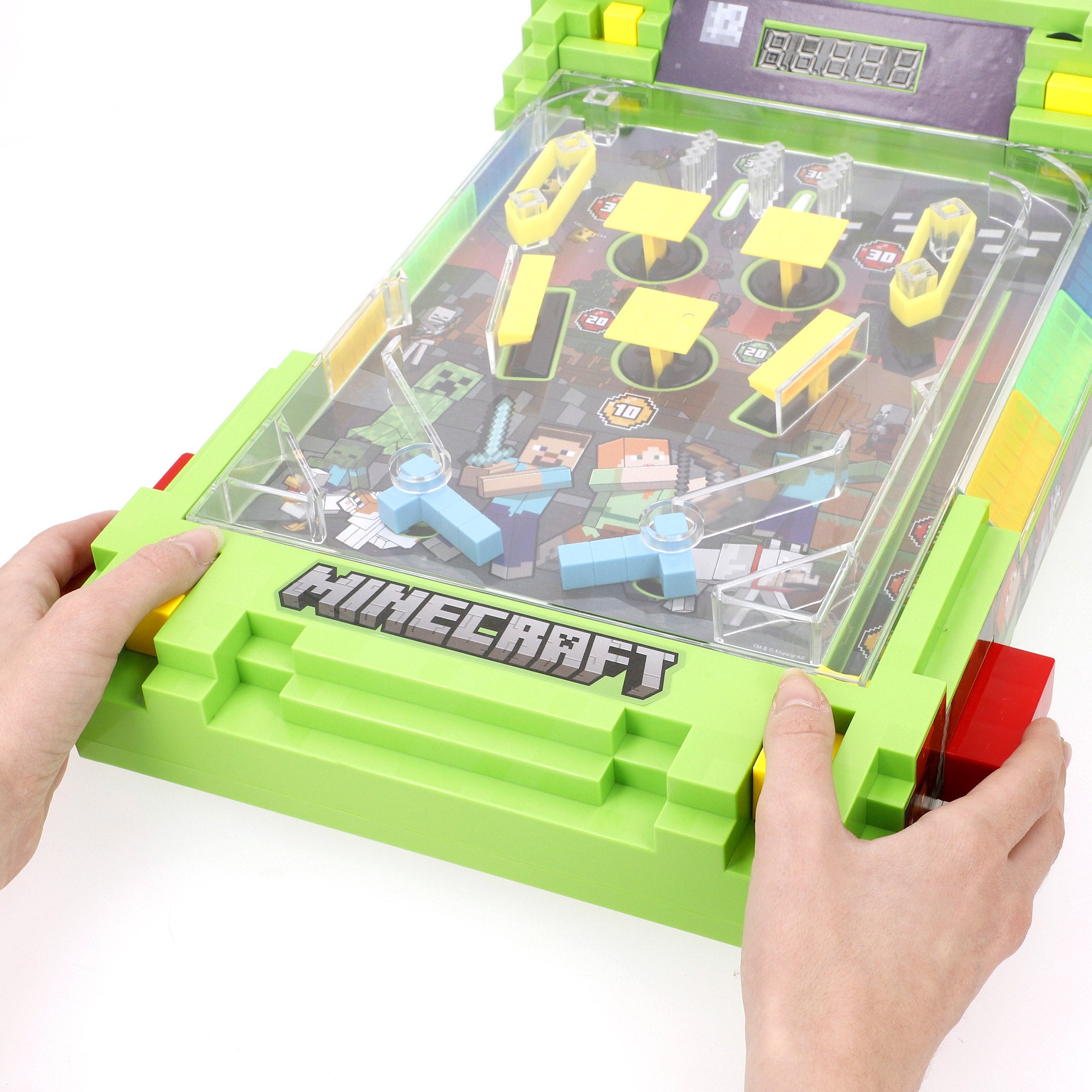 Mesa de pinball Minecraft com luzes e sons.