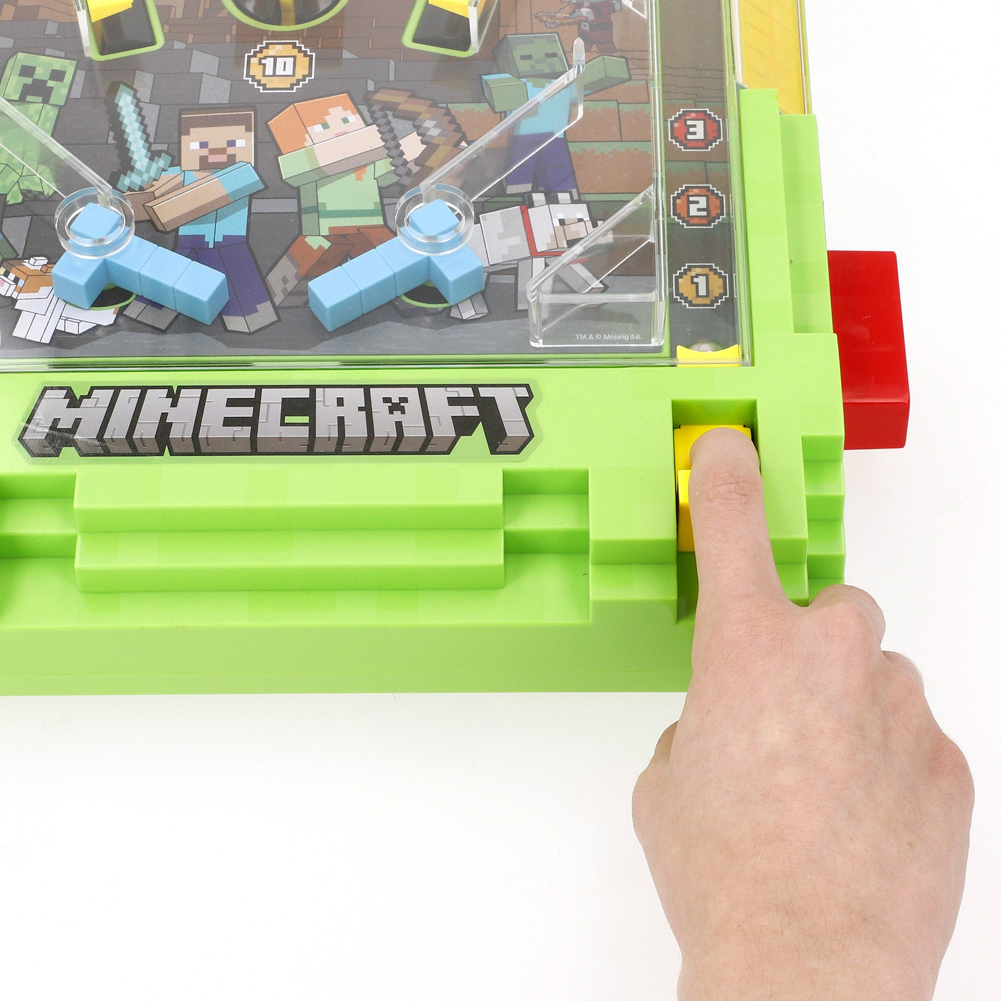 Mesa de pinball Minecraft com luzes e sons.