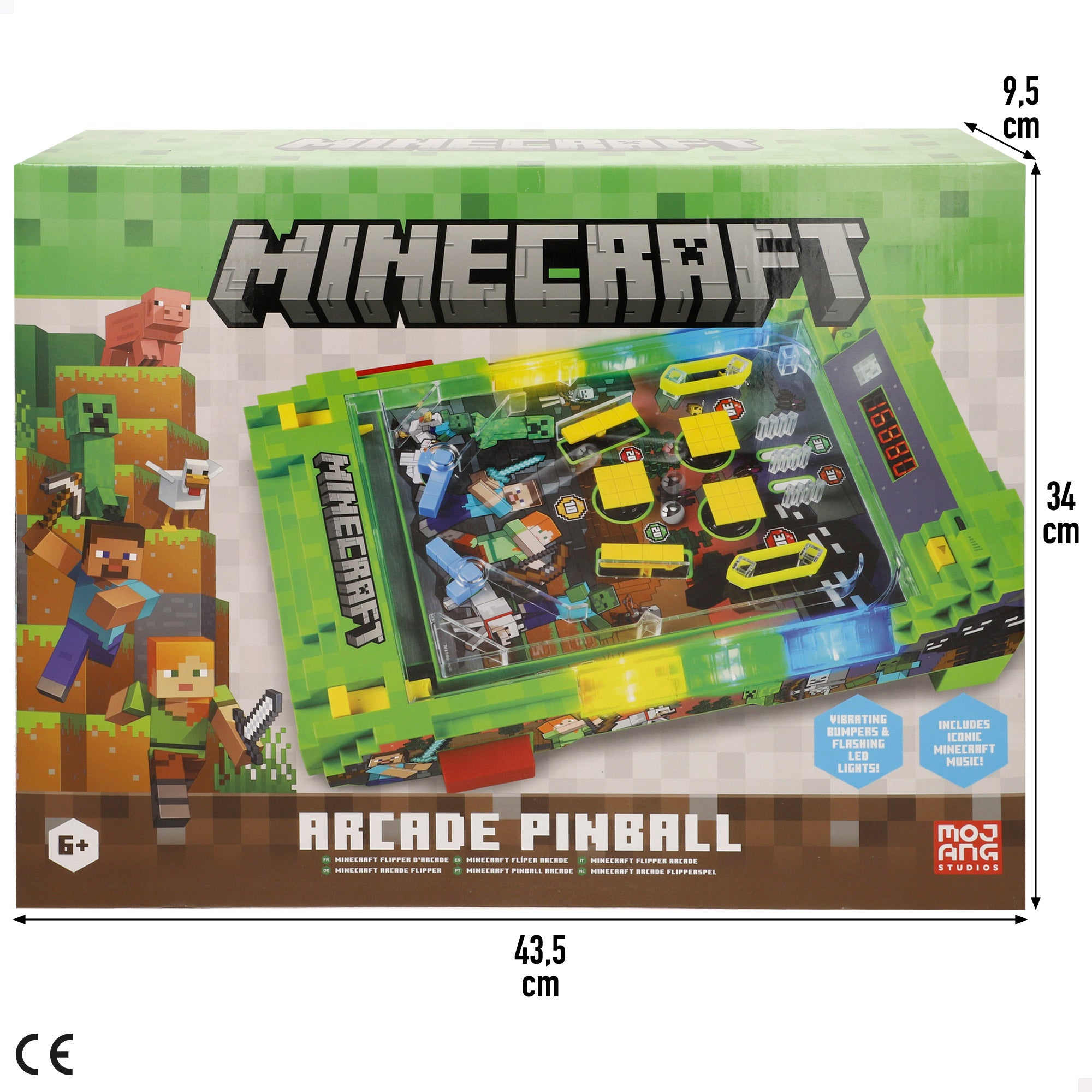 Mesa de pinball Minecraft com luzes e sons.
