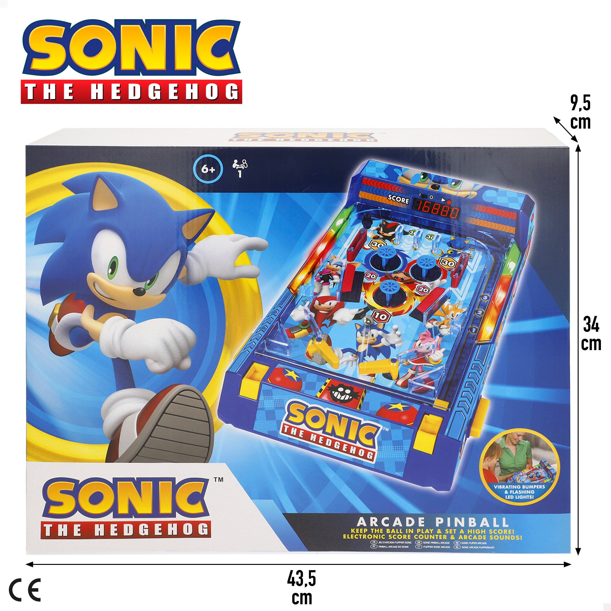 Arcade de mesa Sonic Pinball com luz e som.