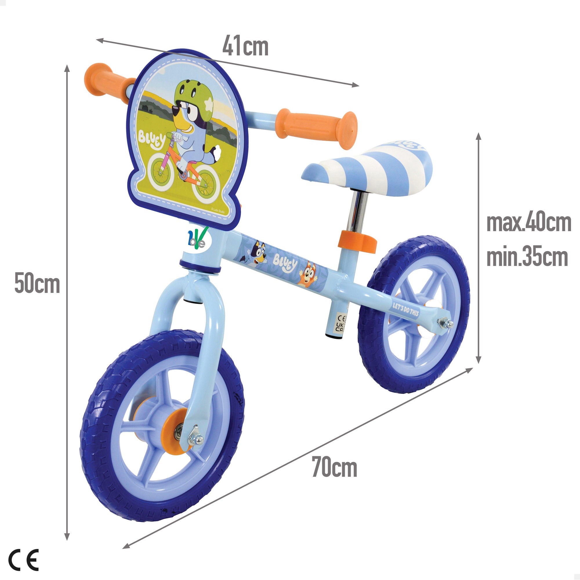 Bicicleta de equilíbrio Bluey com altura ajustável, máx. 20 kg