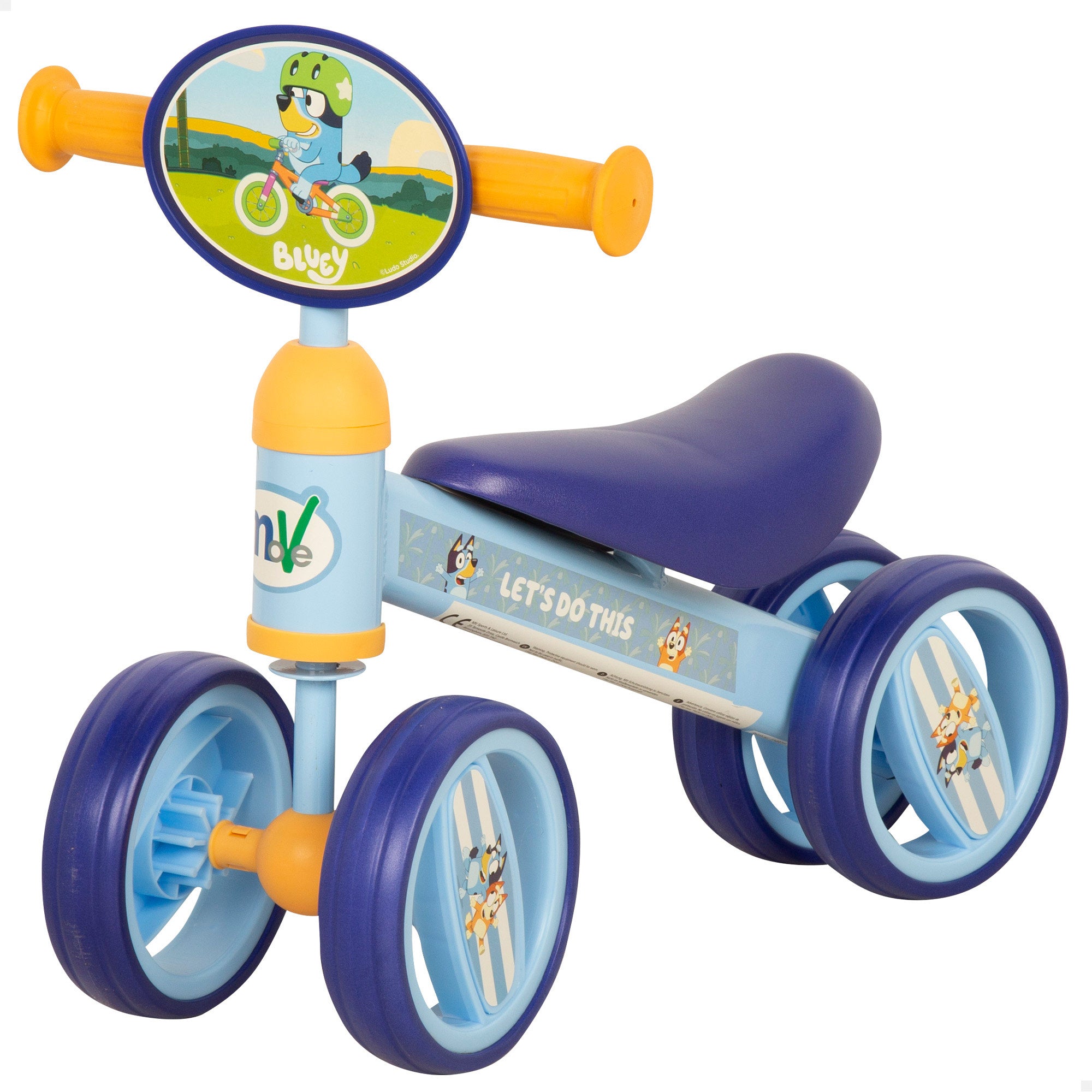 Triciclo Bluey para bebé com um peso máximo de 15 kg.