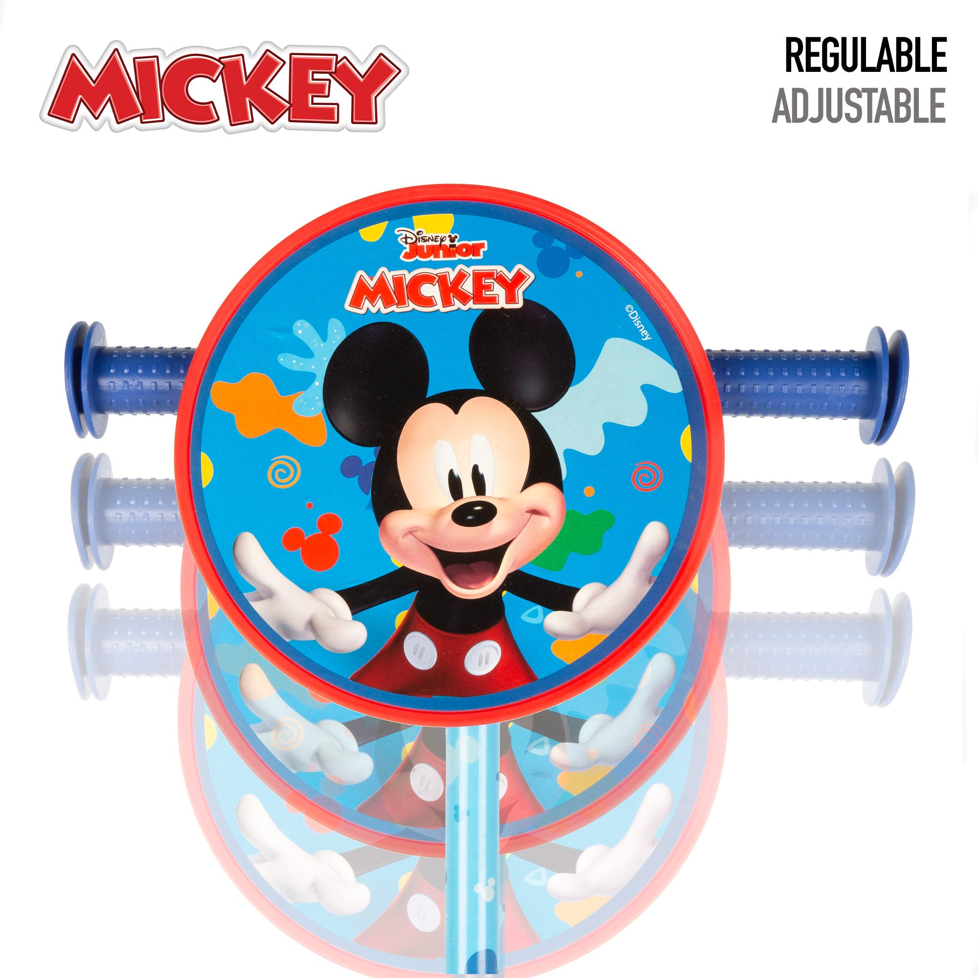 Trotinete Mickey Mouse de 3 rodas, dimensões 57x30x60-66 cm, peso máximo 20 kg, a partir dos 2 anos.