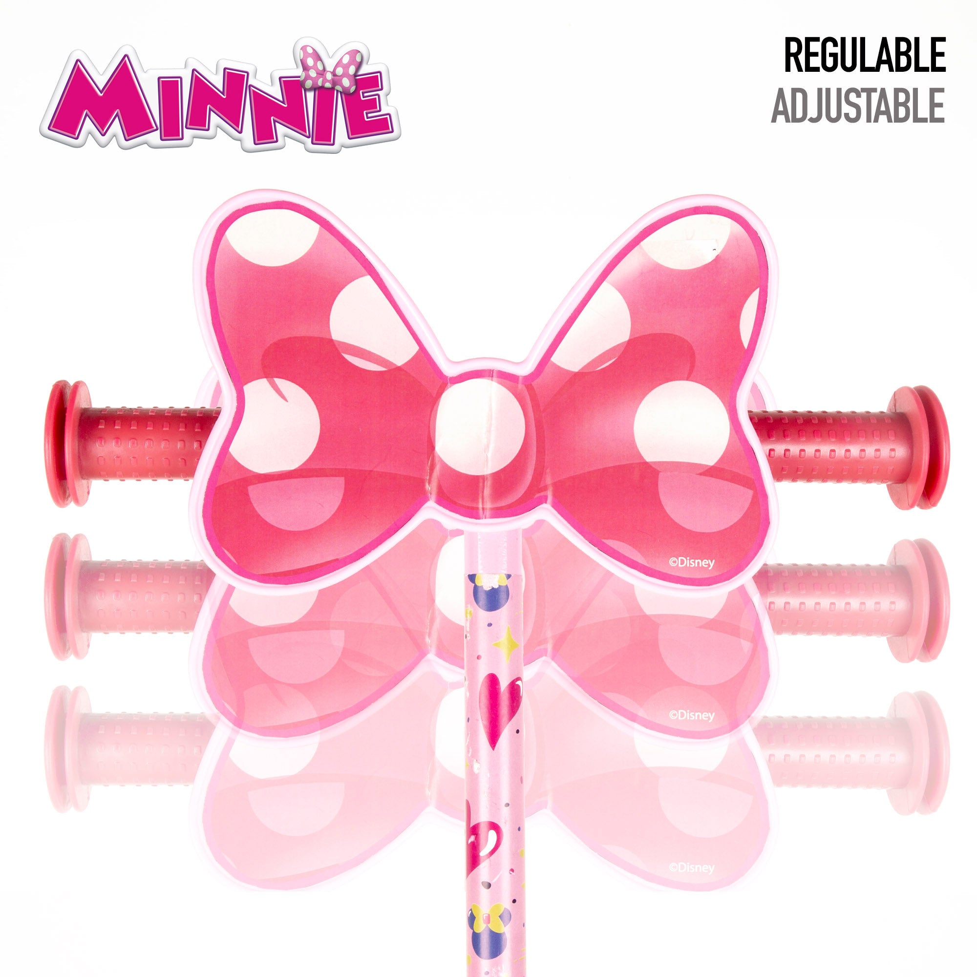 Trotinete Minnie Mouse de 3 rodas, dimensões 57x30x60-66 cm, peso máximo 20 kg, a partir dos 2 anos.