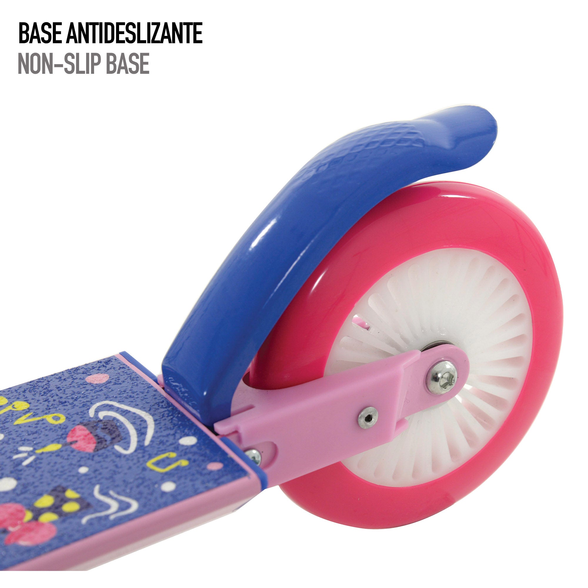 Trotinete dobrável Minnie com 2 rodas, capacidade máxima de 50 kg e travão.