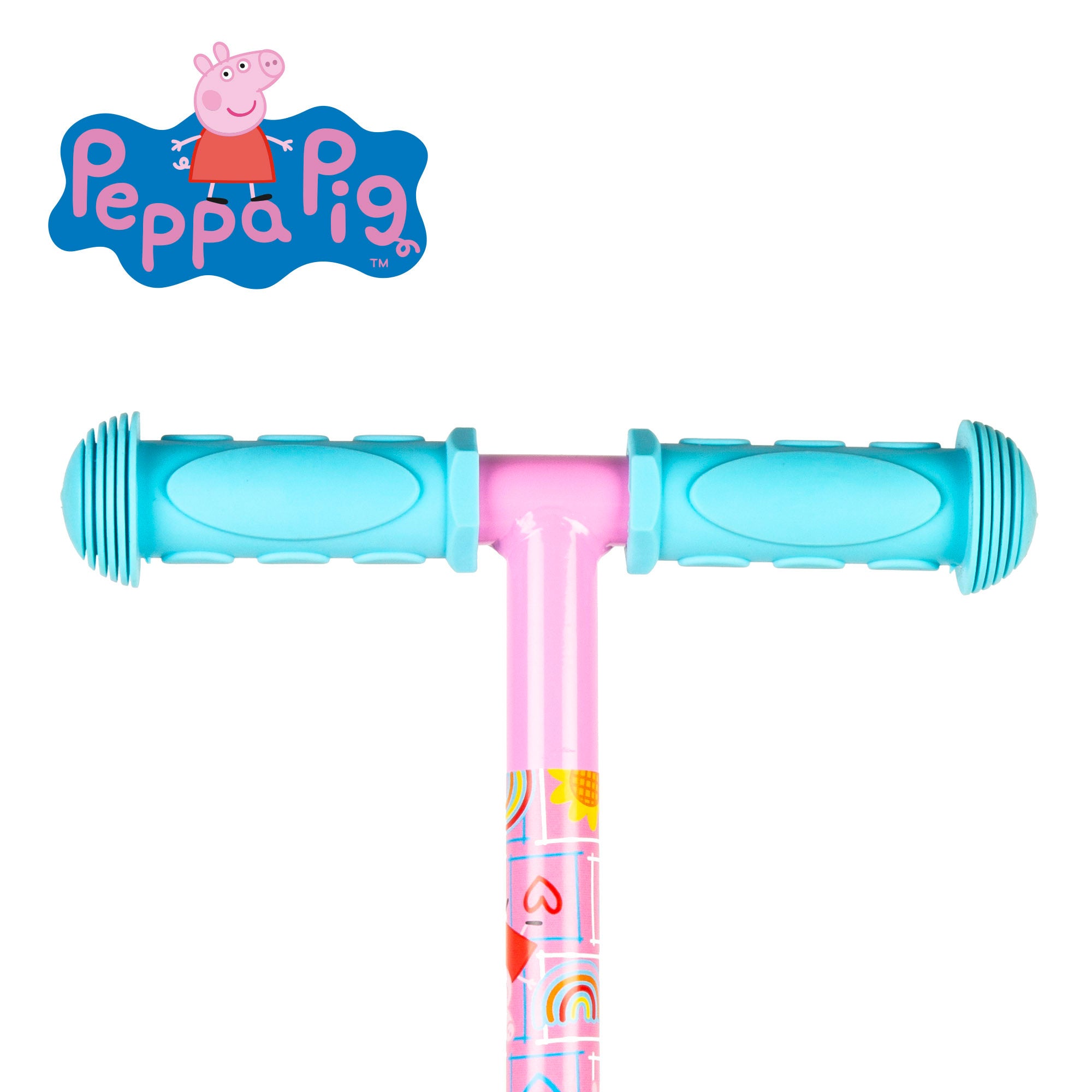 Trotinete Peppa Pig de 3 rodas, capacidade máxima de 20 kg, com luzes e travão.