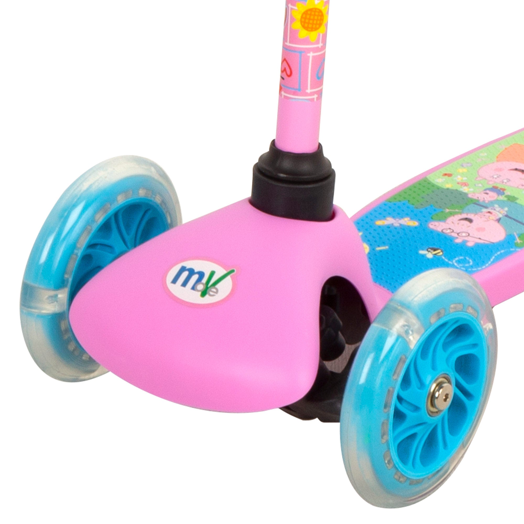 Trotinete Peppa Pig de 3 rodas, capacidade máxima de 20 kg, com luzes e travão.