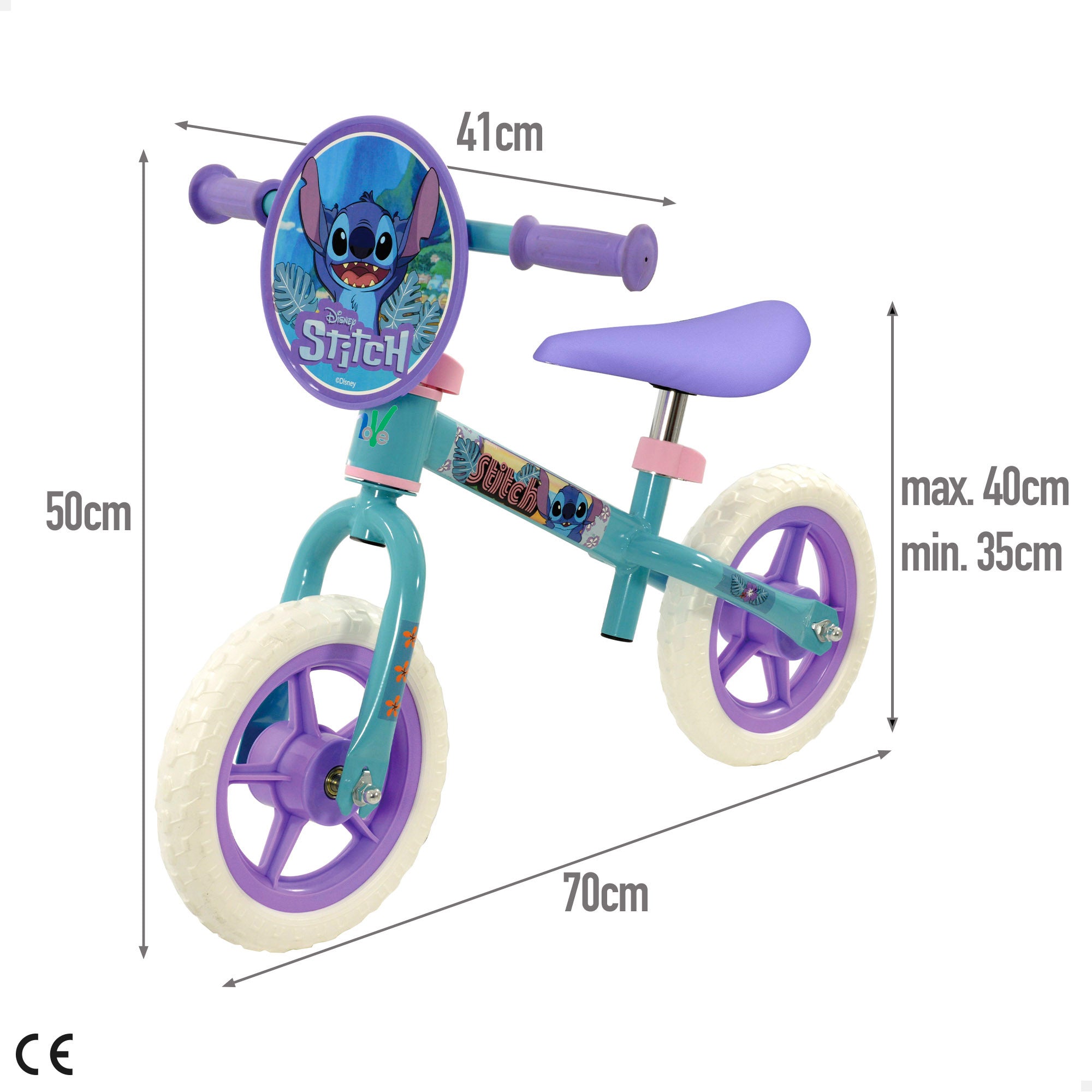Bicicleta de equilíbrio Stitch com altura ajustável, máx. 20 kg