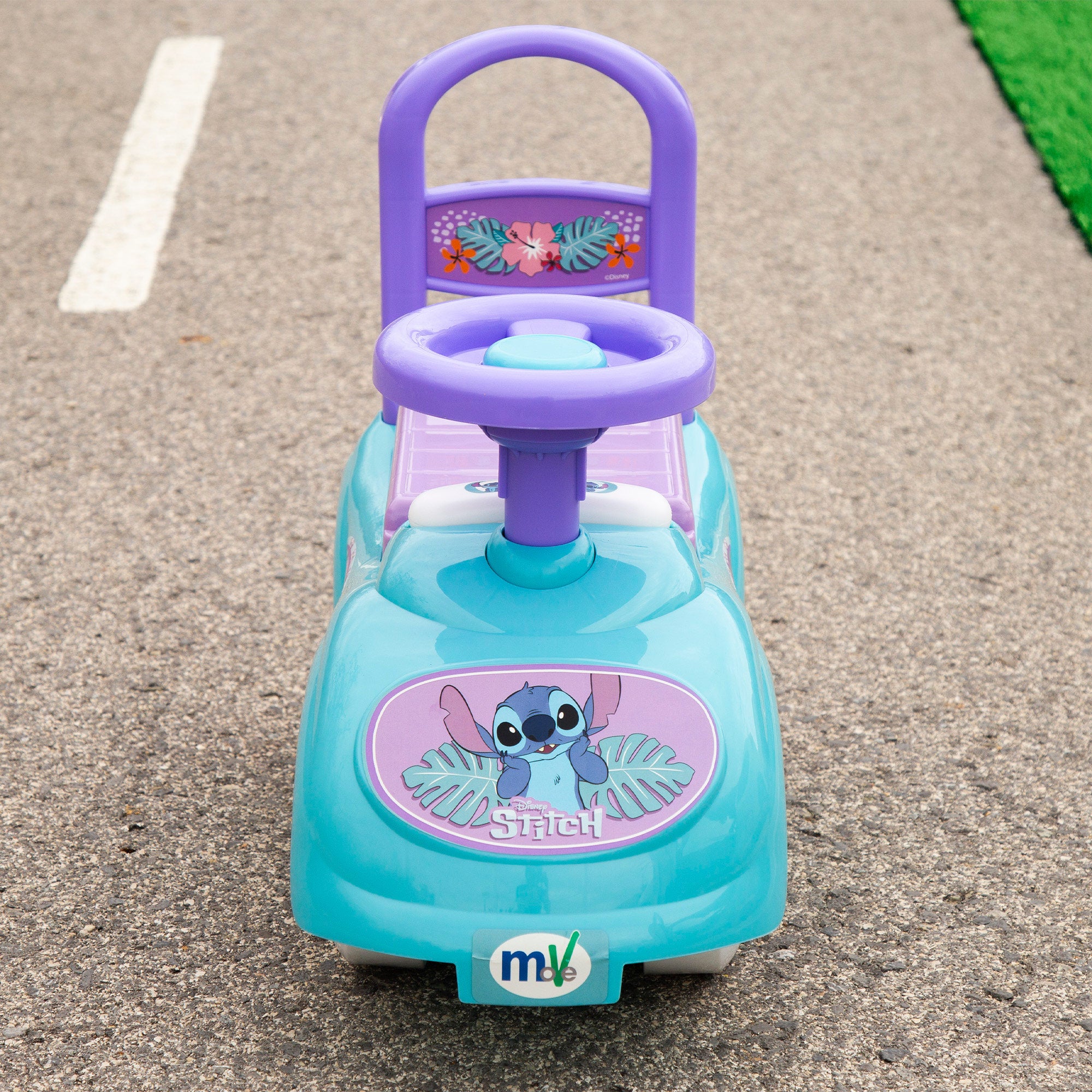 Brinquedo Stitch para montar com telefone, buzina e compartimento para guardar coisas.