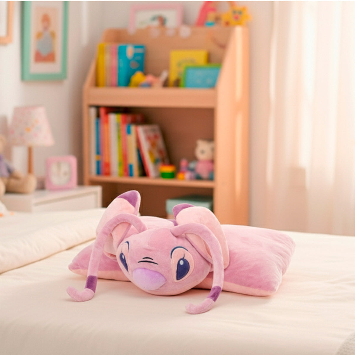 Stitch Cojín peluche 2 en 1 Angel suave y aterciopelado