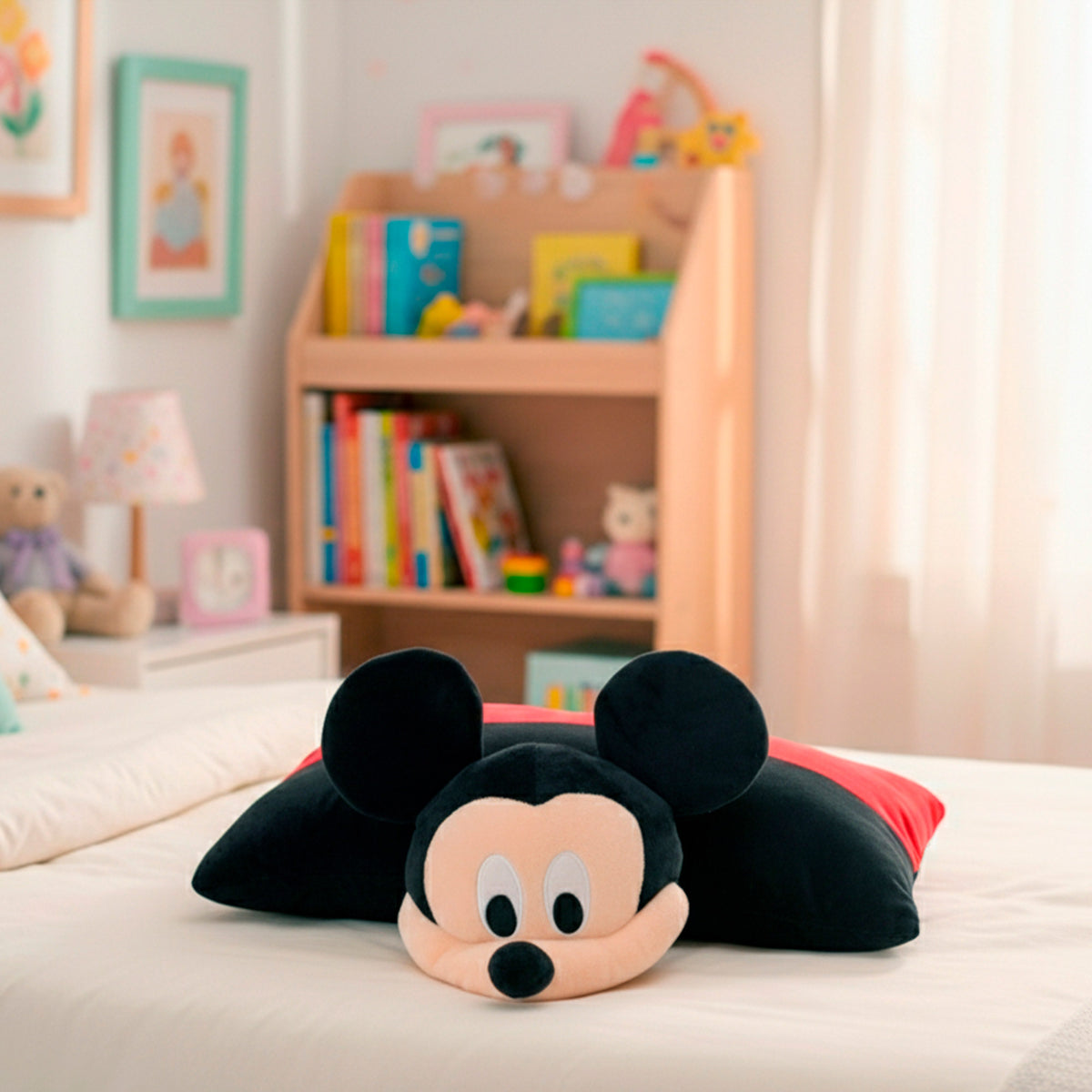 Almofada de peluche 2 em 1 Mickey suave e aveludada