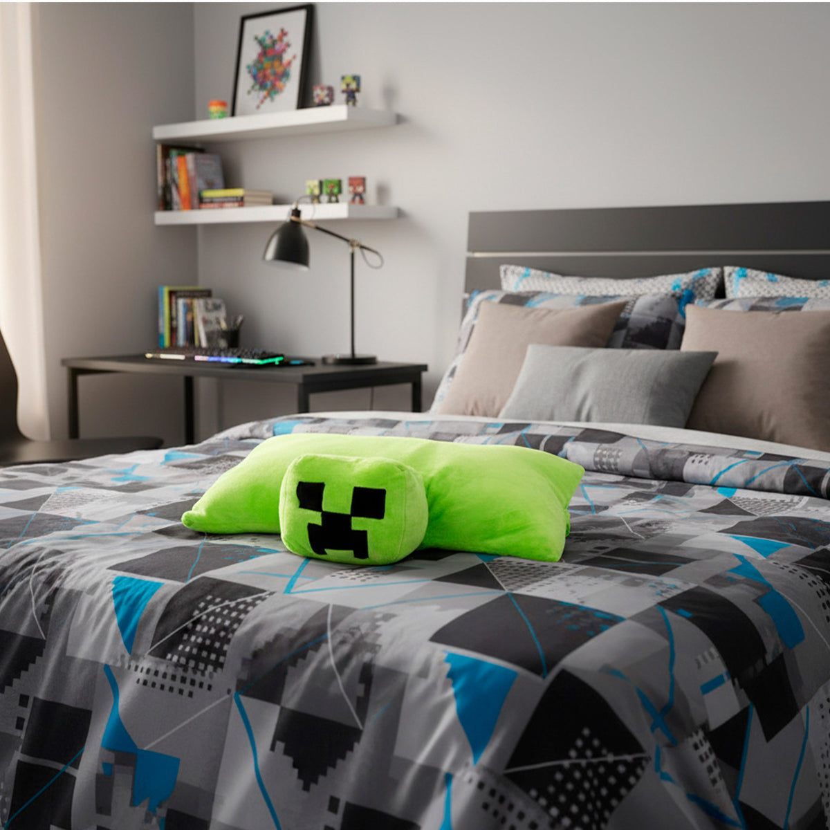 Peluche Minecraft 2 em 1 macio e aveludado