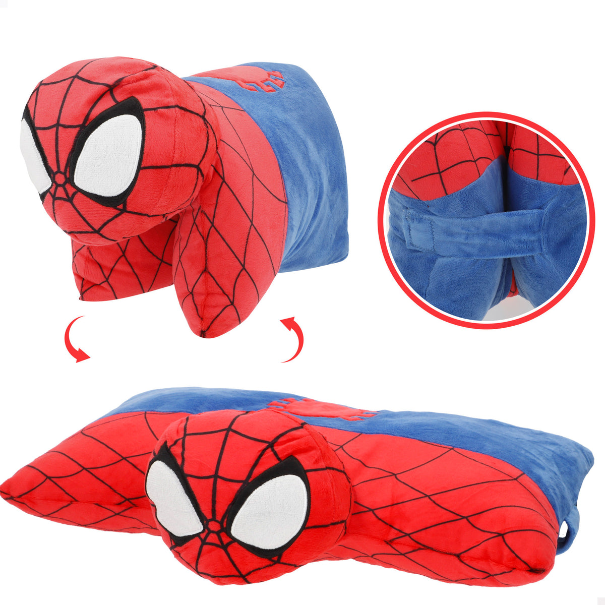 Almofada de peluche 2 em 1 Spider-Man, suave e aveludada