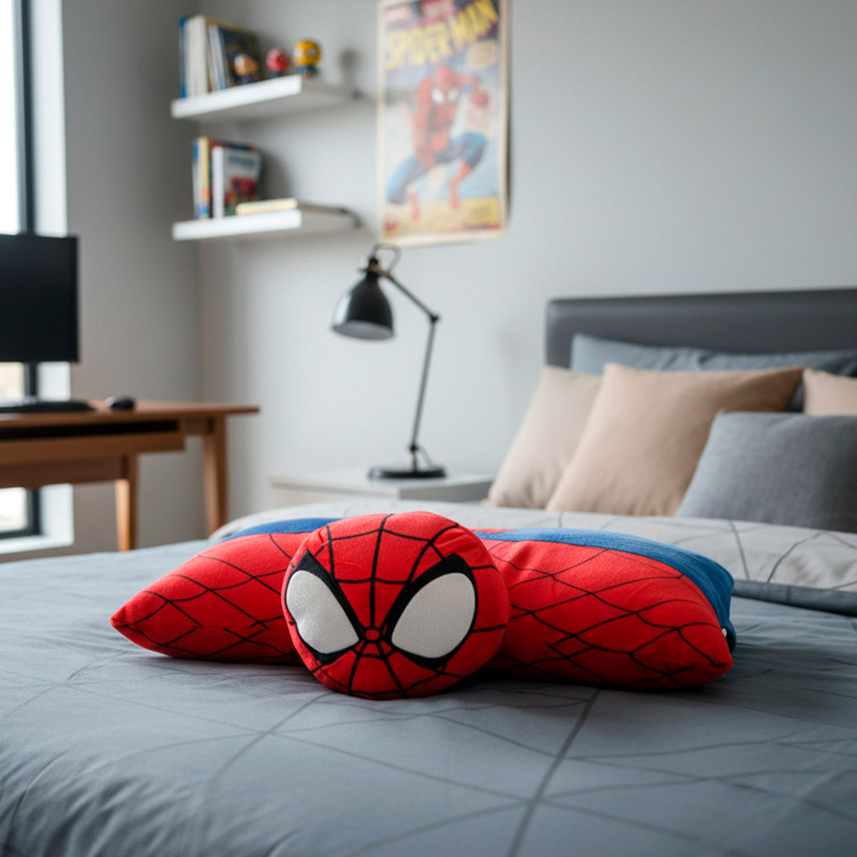 Almofada de peluche 2 em 1 Spider-Man, suave e aveludada