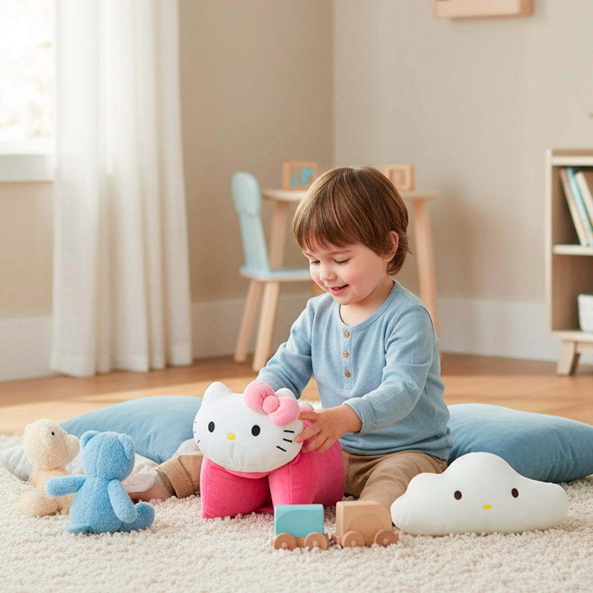 Almofada de peluche 2 em 1 Hello Kitty suave e aveludada