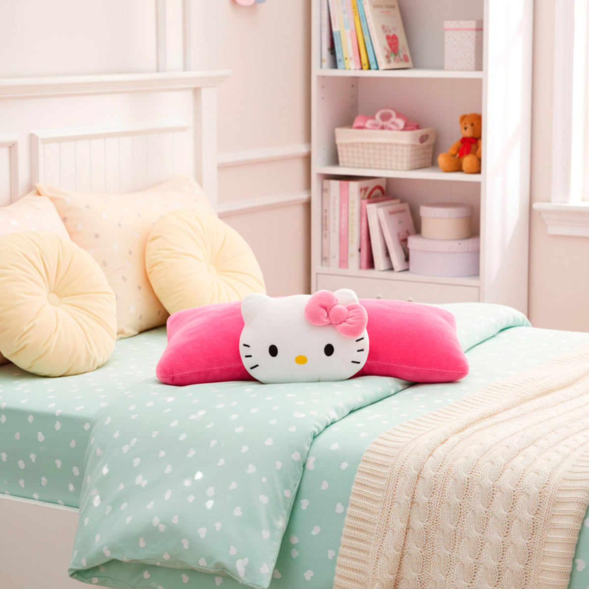 Almofada de peluche 2 em 1 Hello Kitty suave e aveludada
