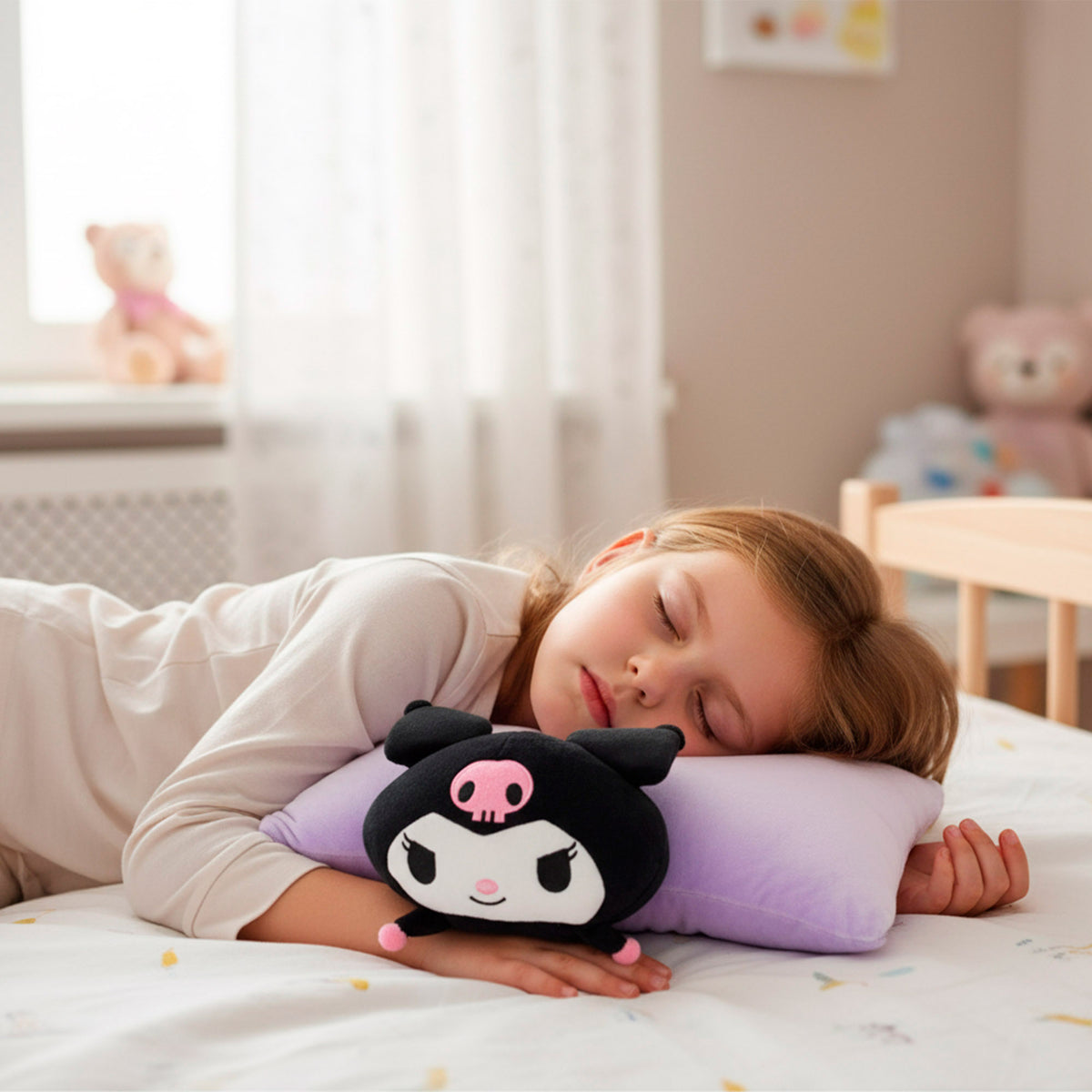 Almofada de peluche 2 em 1 Kuromi macia e aveludada
