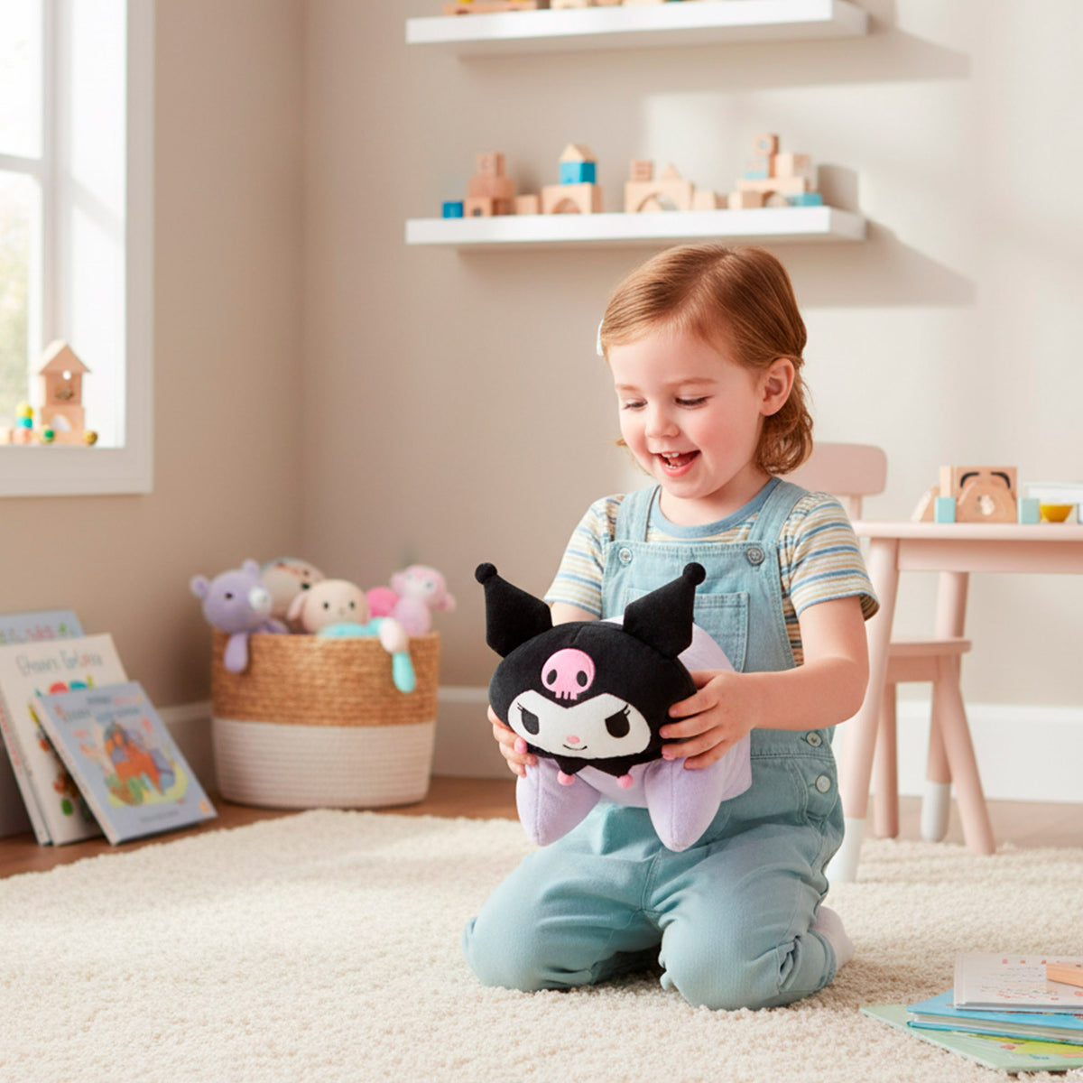 Almofada de peluche 2 em 1 Kuromi macia e aveludada