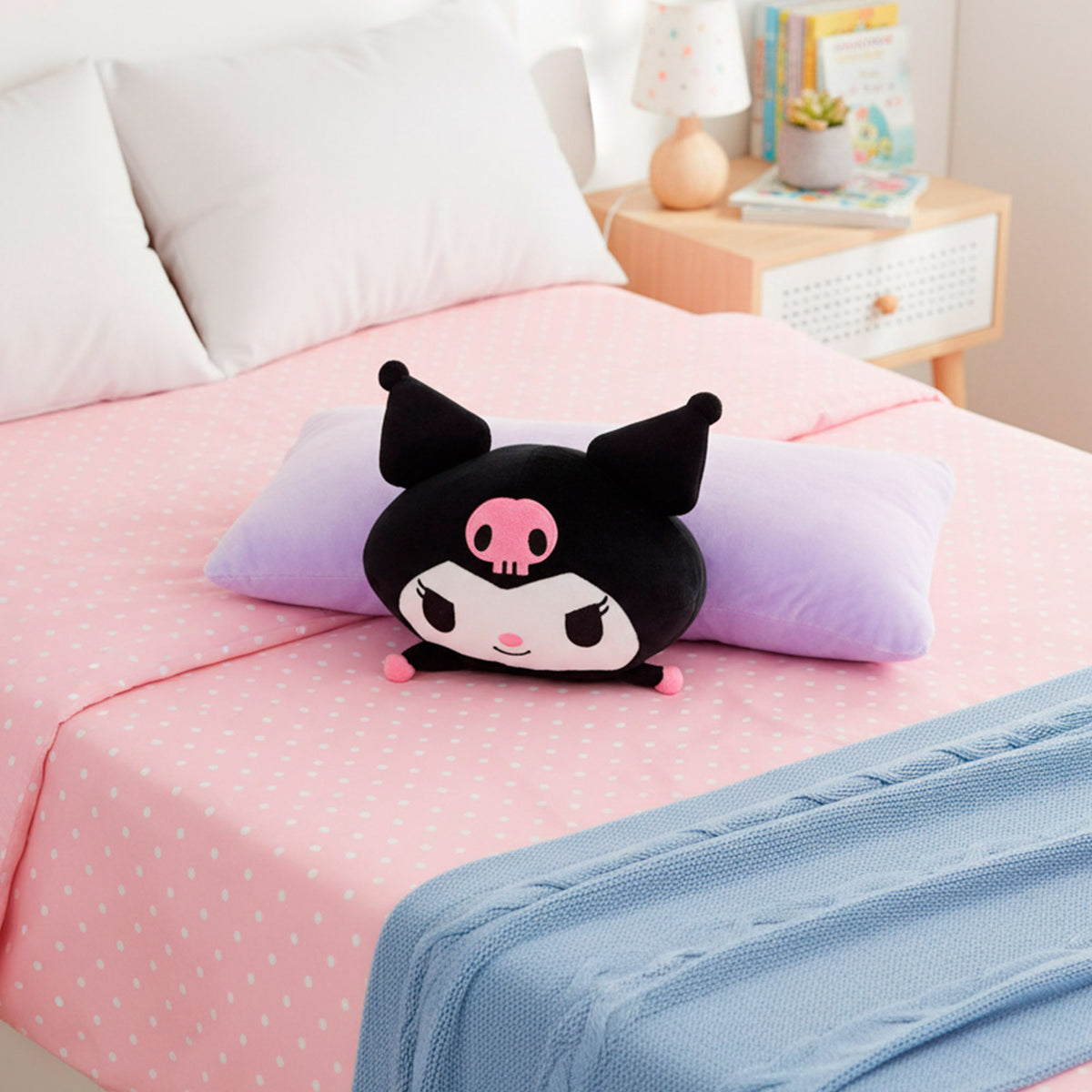 Almofada de peluche 2 em 1 Kuromi macia e aveludada