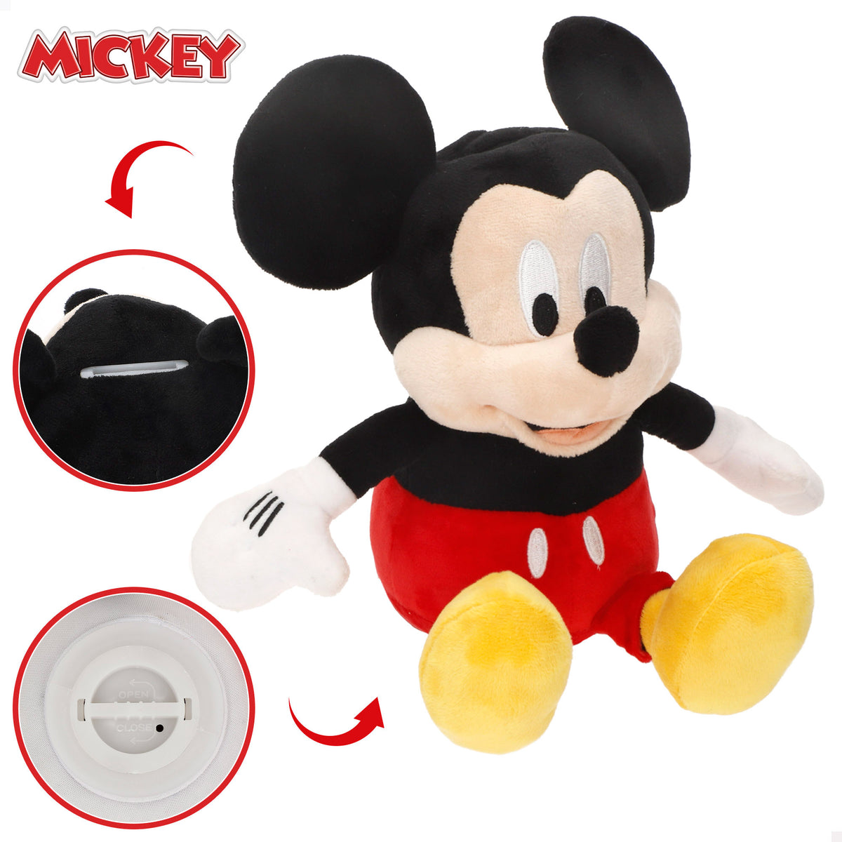 Mealheiro de peluche Mickey para crianças 20 cm