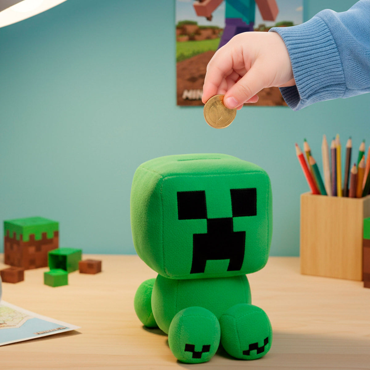Mealheiro de peluche Minecraft para crianças 20 cm