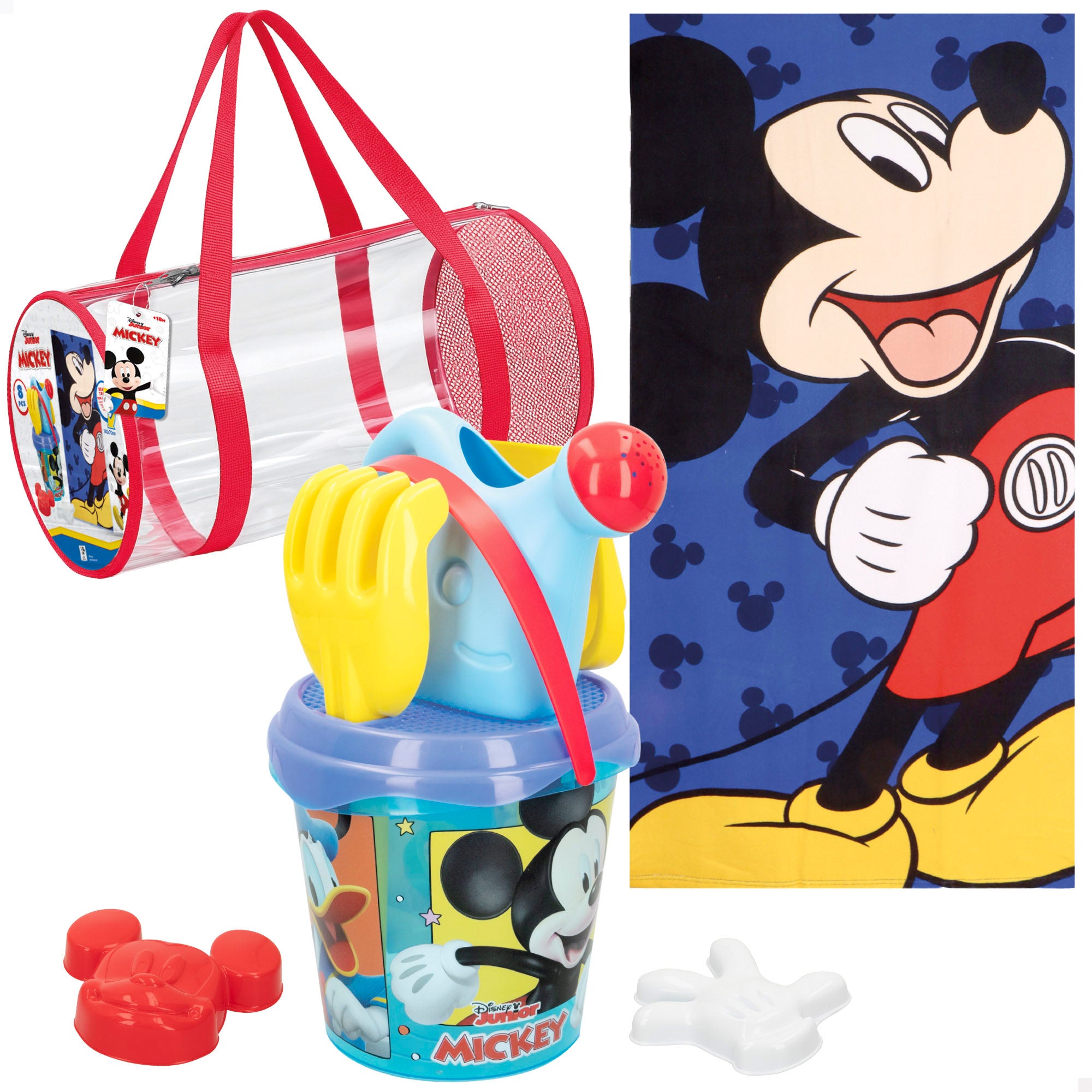 Mickey Conjunto cubo de praia com toalha, acessórios e saco