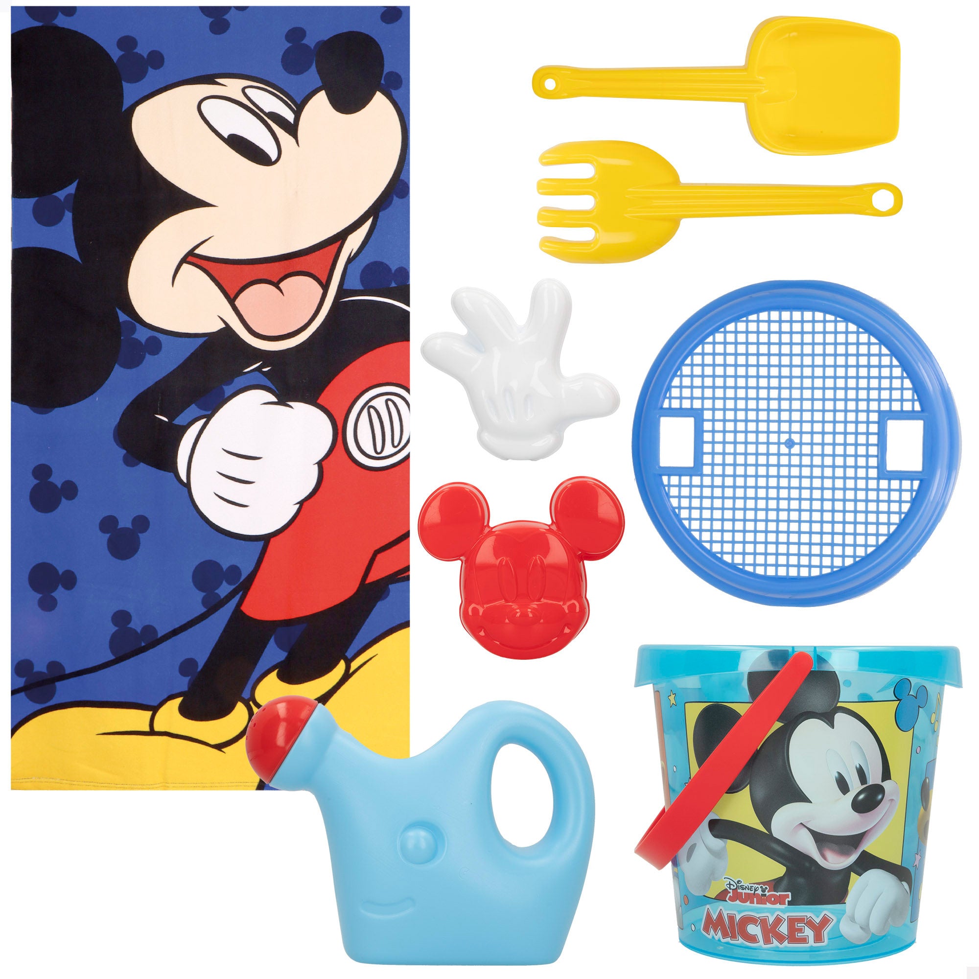 Mickey Conjunto cubo de praia com toalha, acessórios e saco