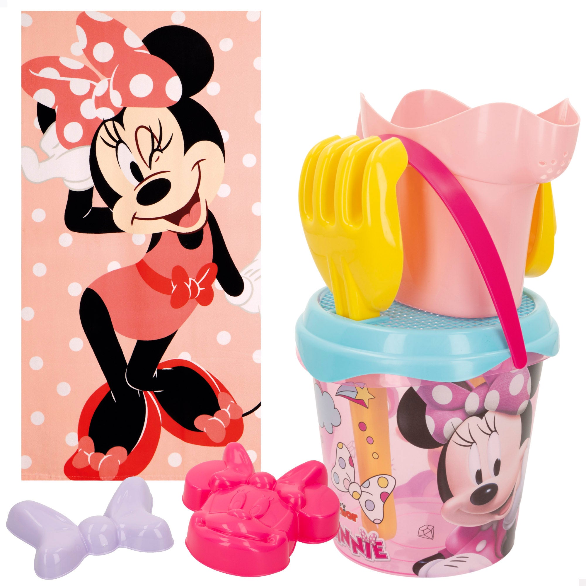 Minnie Set cubo de praia com toalha, acessórios e saco