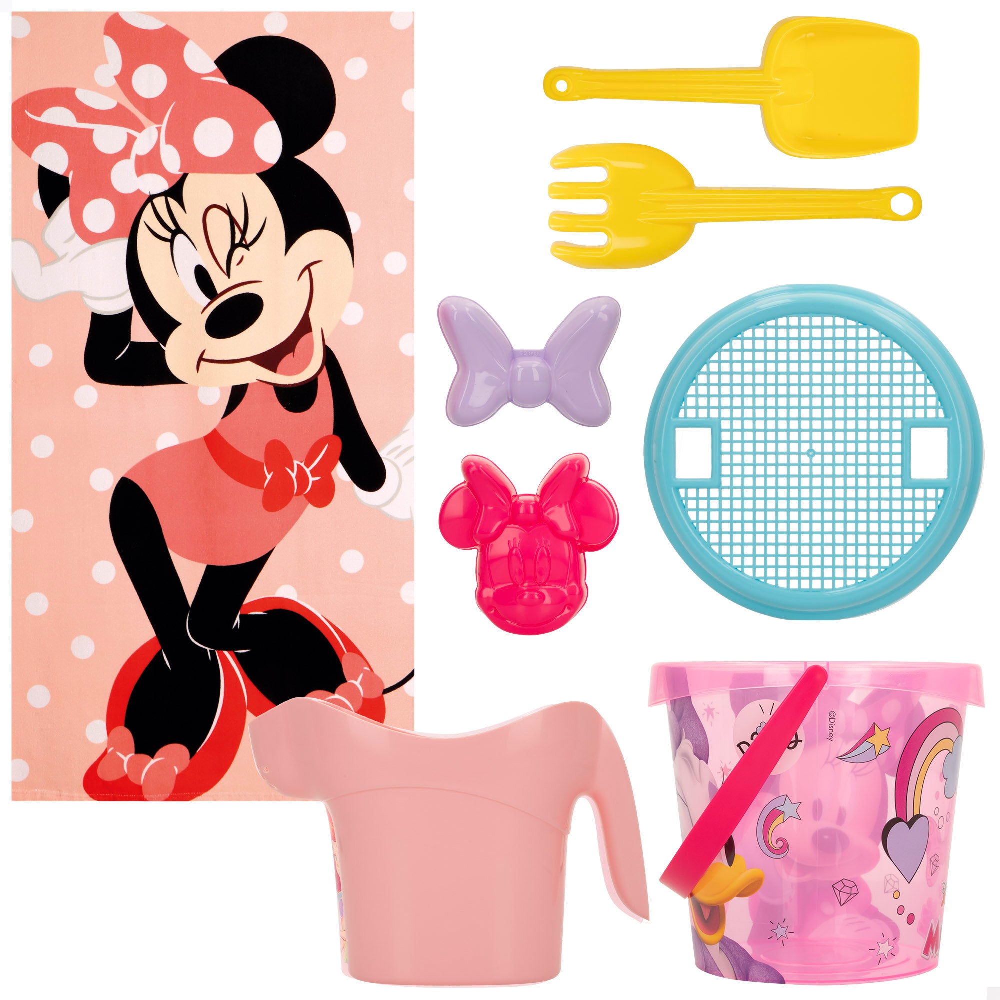 Minnie Set cubo de praia com toalha, acessórios e saco