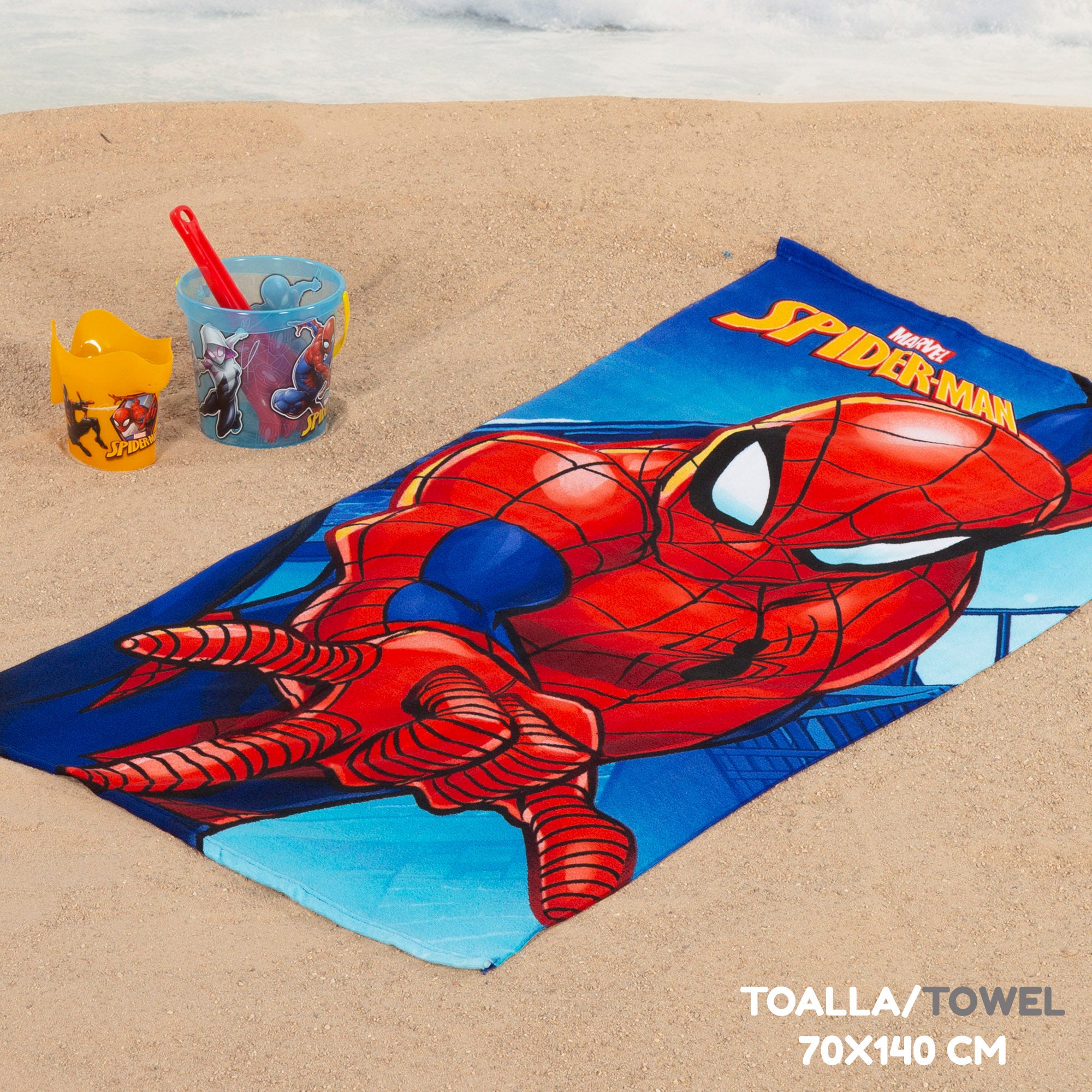 Spider-Man Conjunto de praia com balde, toalha, acessórios e saco
