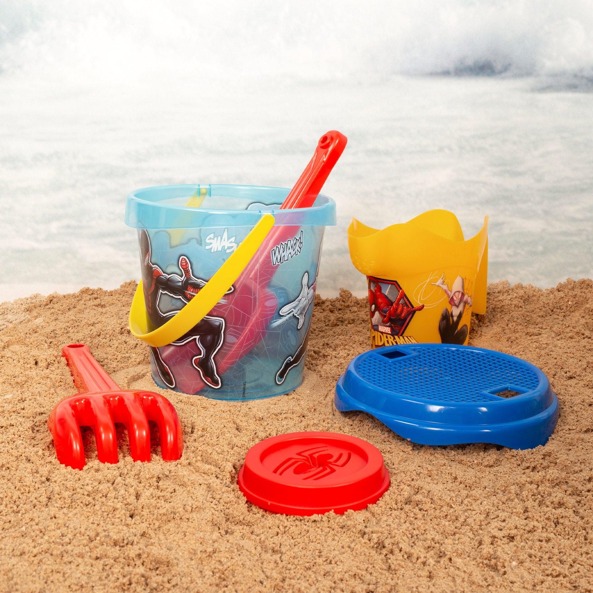 Spider-Man Conjunto de praia com balde, toalha, acessórios e saco