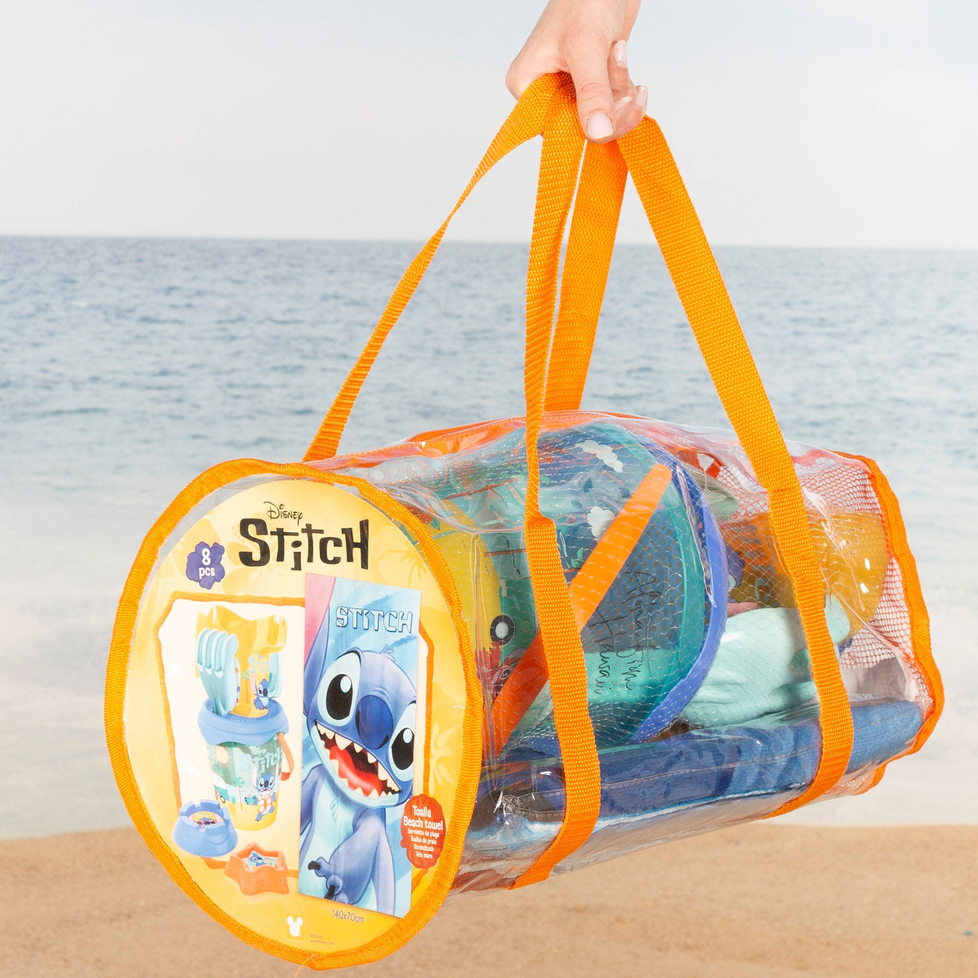 Conjunto de praia Stitch com toalha, acessórios e saco